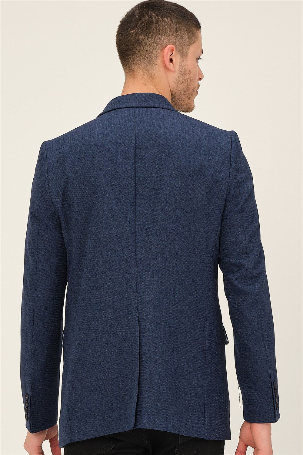 C9057 DEWBERRY ERKEK CEKET-DESENLİ LACİVERT