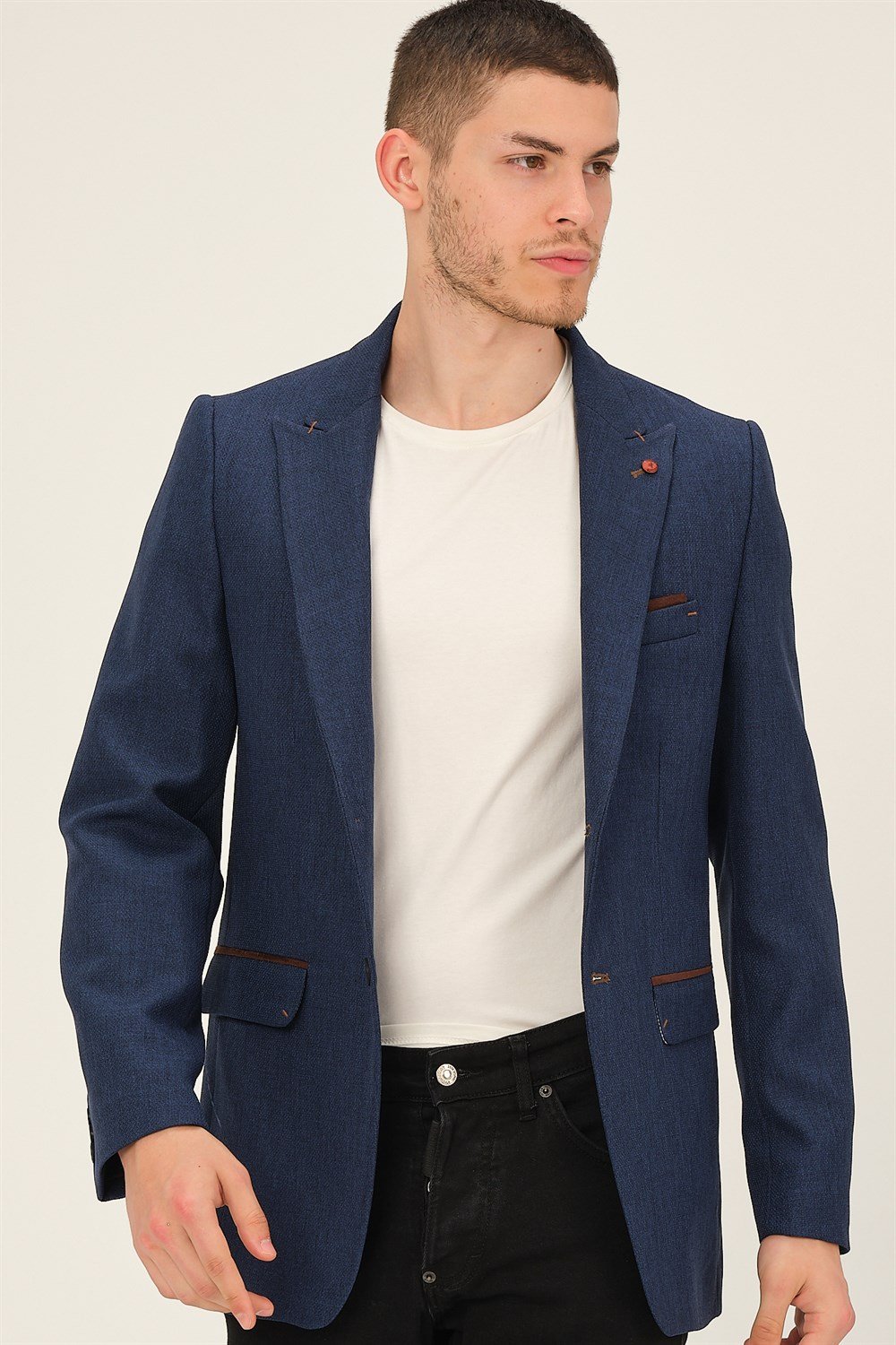 C9057 DEWBERRY ERKEK CEKET-DESENLİ LACİVERT