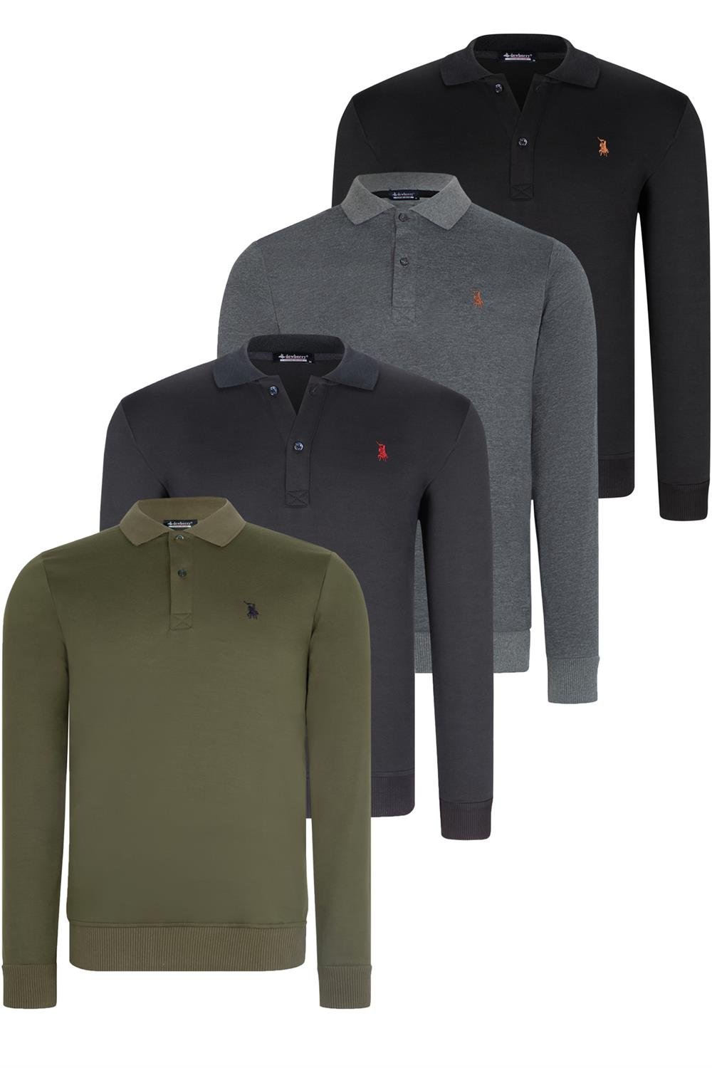 DÖRTLÜ SET V4007 DEWBERRY ERKEK SWEATSHIRT-SİYAH-LACİVERT-ANTRASİT-HAKİ