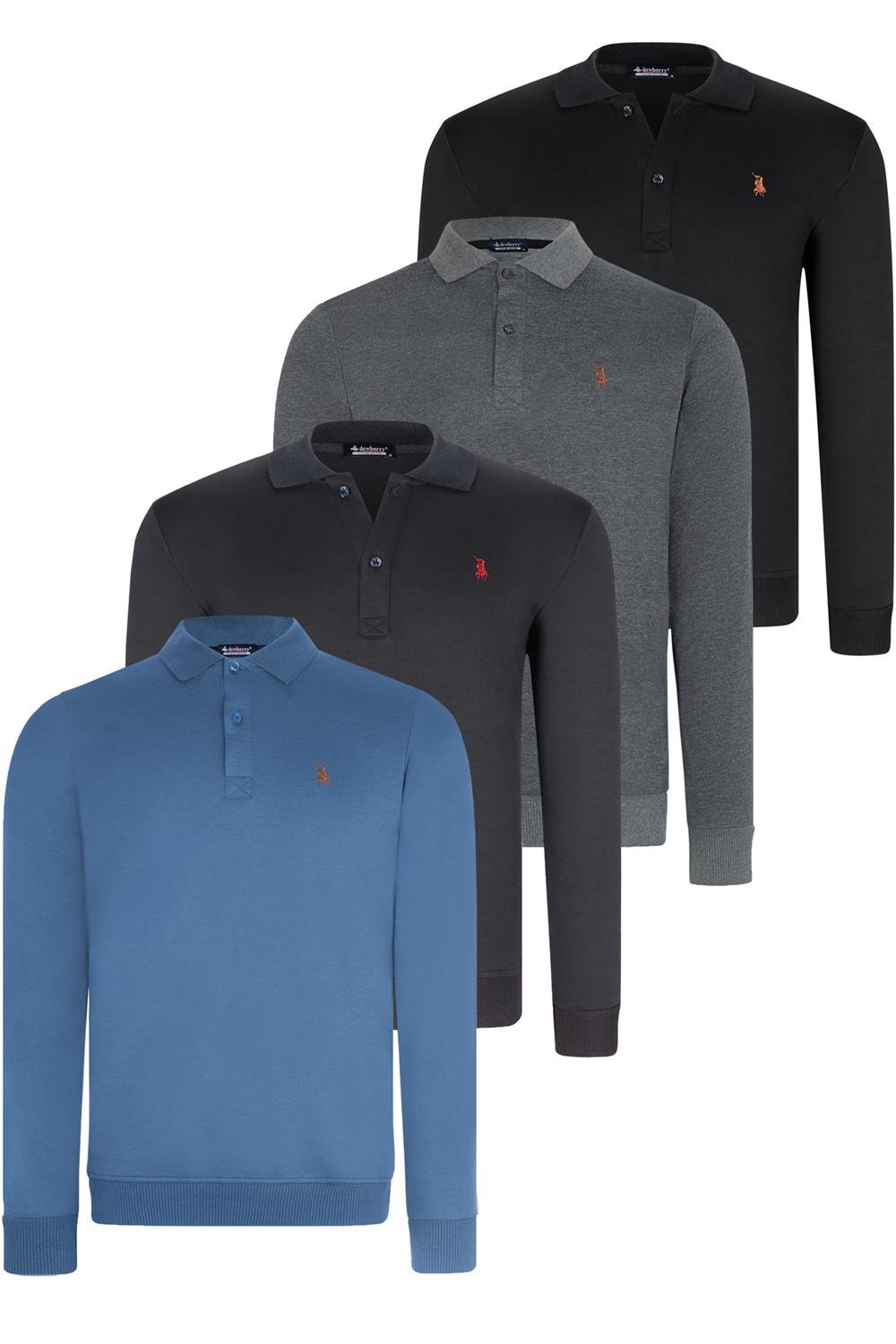 DÖRTLÜ SET V4007 DEWBERRY ERKEK SWEATSHIRT-SİYAH-LACİVERT-ANTRASİT-İNDİGO