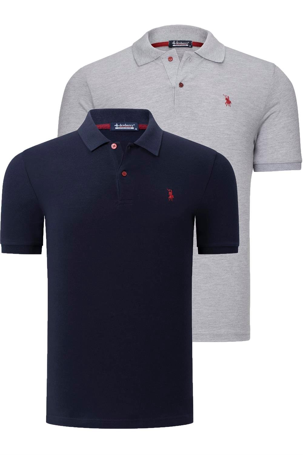 İKİLİ SET T8561 DEWBERRY ERKEK TSHIRT-GRİ - LACİVERT