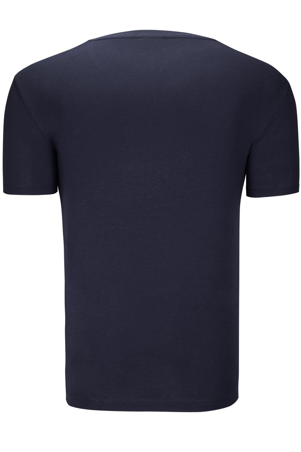 İKİLİ SET T8568 DEWBERRY V YAKA ERKEK T-SHIRT-LACİVERT- SAX