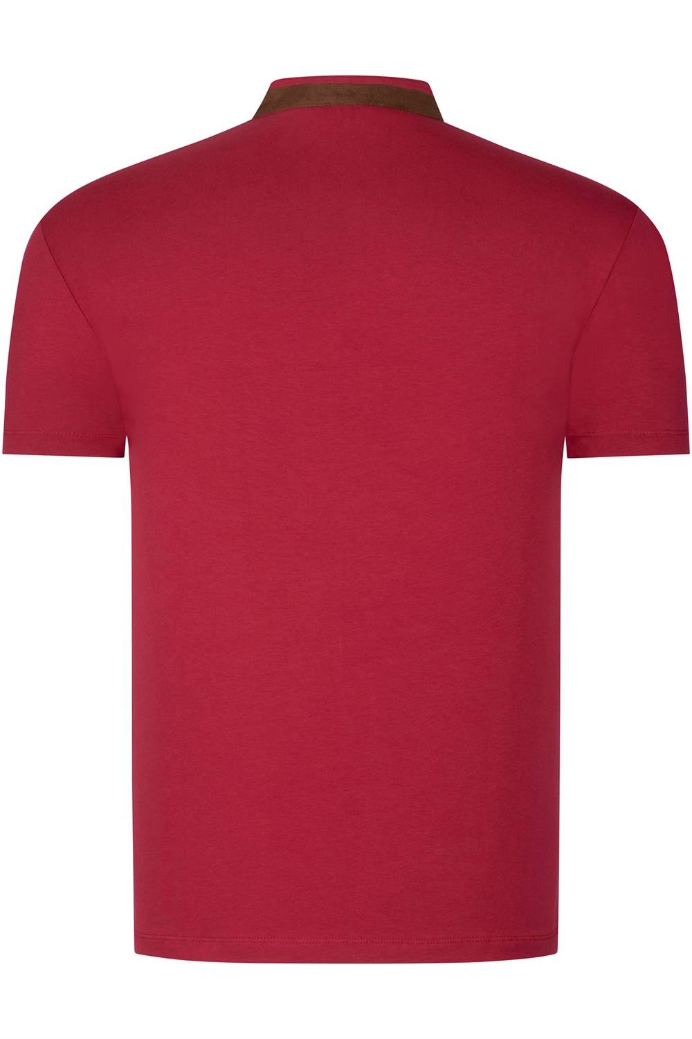 İKİLİ SET T8571 DEWBERRY FERMUARLI ERKEK T-SHIRT-BEYAZ-BORDO