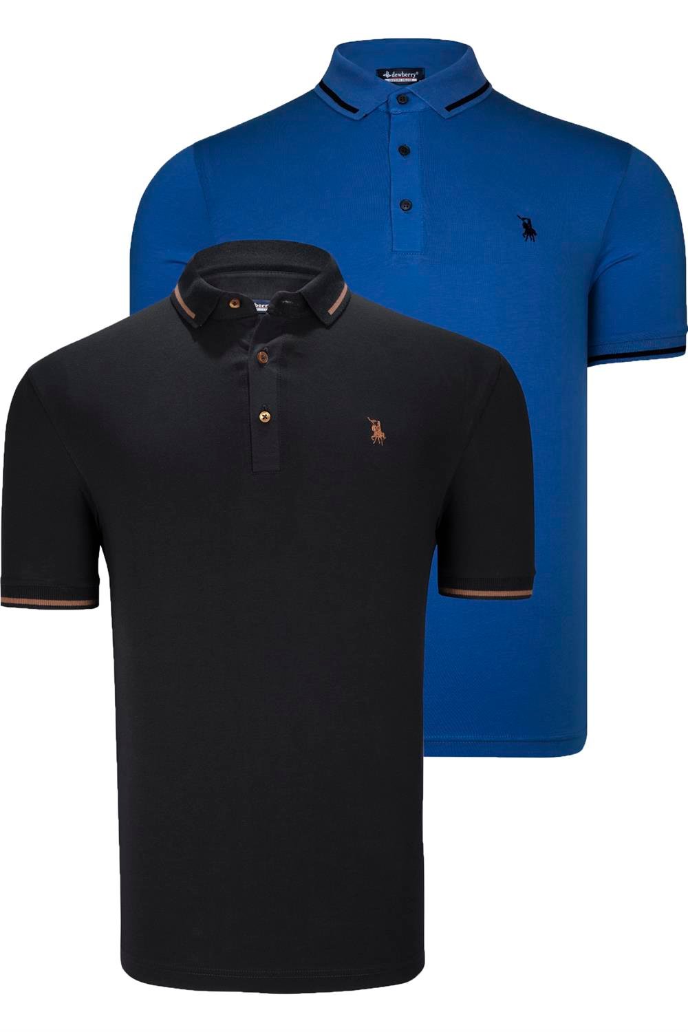 İKİLİ SET T8586 DEWBERRY ERKEK T-SHIRT-SİYAH-SAKS