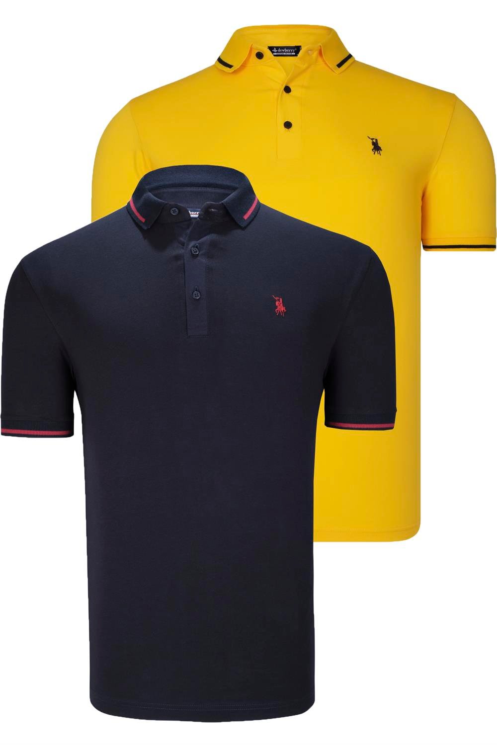 İKİLİ SET T8586 DEWBERRY ERKEK T-SHIRT-LACİVERT-SARI