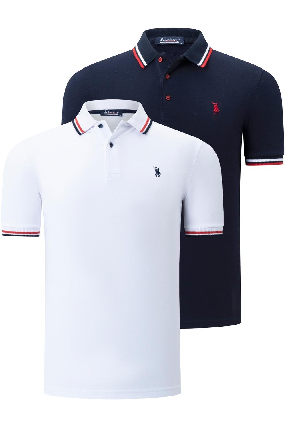 İKİLİ SET T8594 DEWBERRY ERKEK T-SHIRT-BEYAZ-LACİVERT