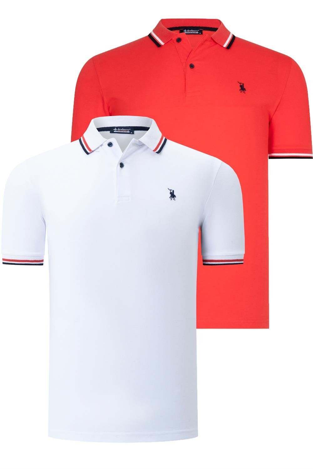 İKİLİ SET T8594 DEWBERRY ERKEK T-SHIRT-BEYAZ-NAR