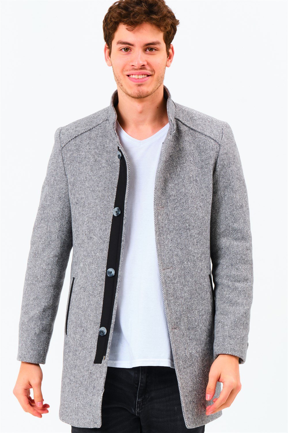 PLT8327  DEWBERRY ERKEK PALTO-DİAGONAL GRİ