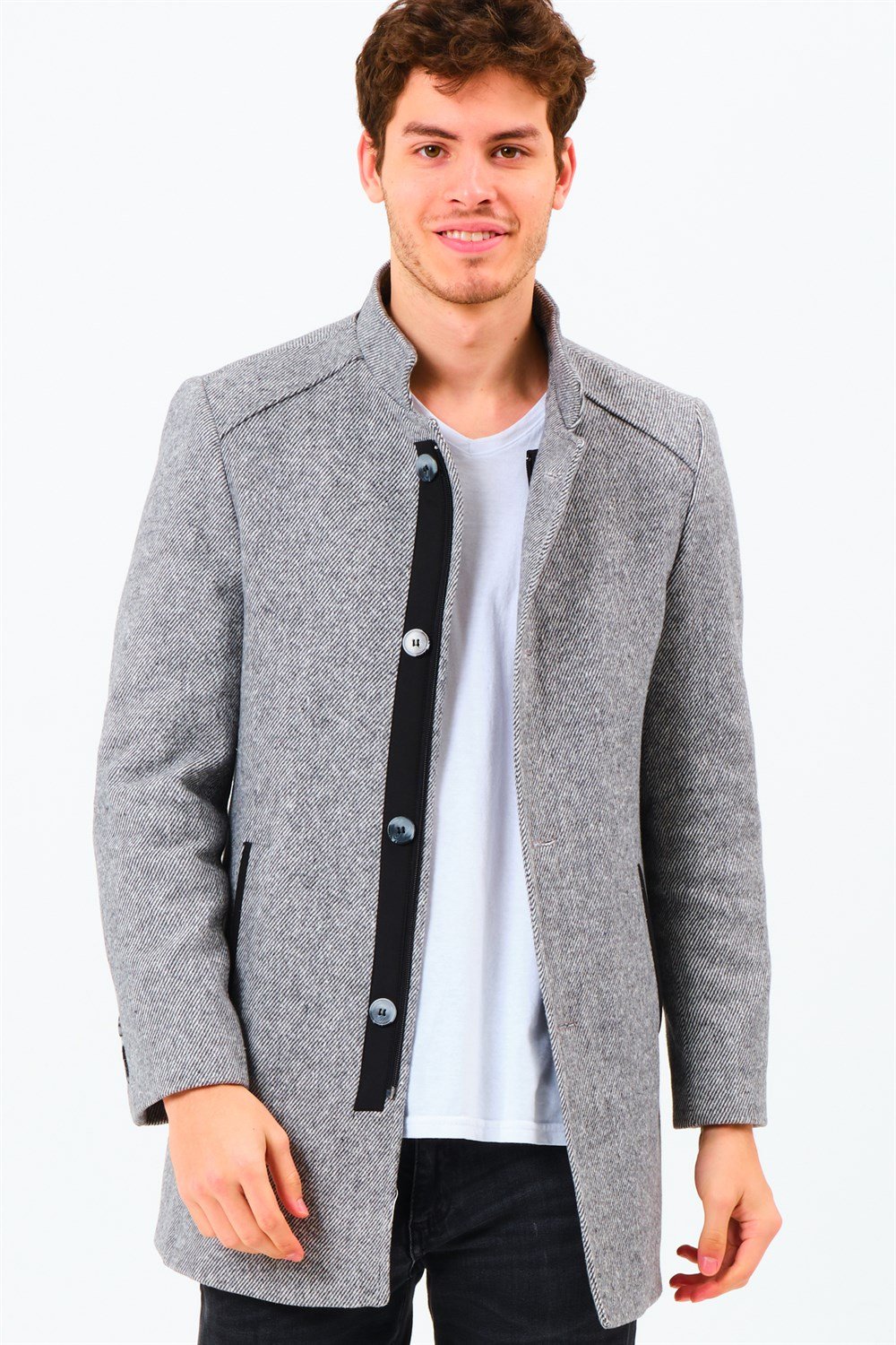 PLT8327  DEWBERRY ERKEK PALTO-DİAGONAL GRİ