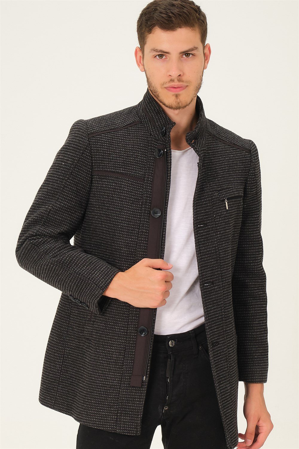 PLT8369 DEWBERRY PALTO-SİYAH-ANTRASİT