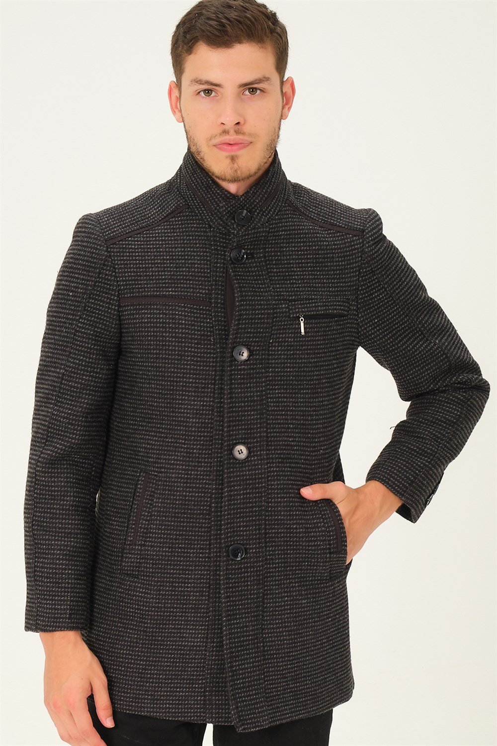 PLT8369 DEWBERRY PALTO-SİYAH-ANTRASİT