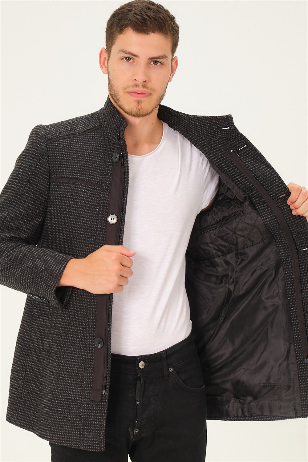 PLT8369 DEWBERRY PALTO-SİYAH-ANTRASİT