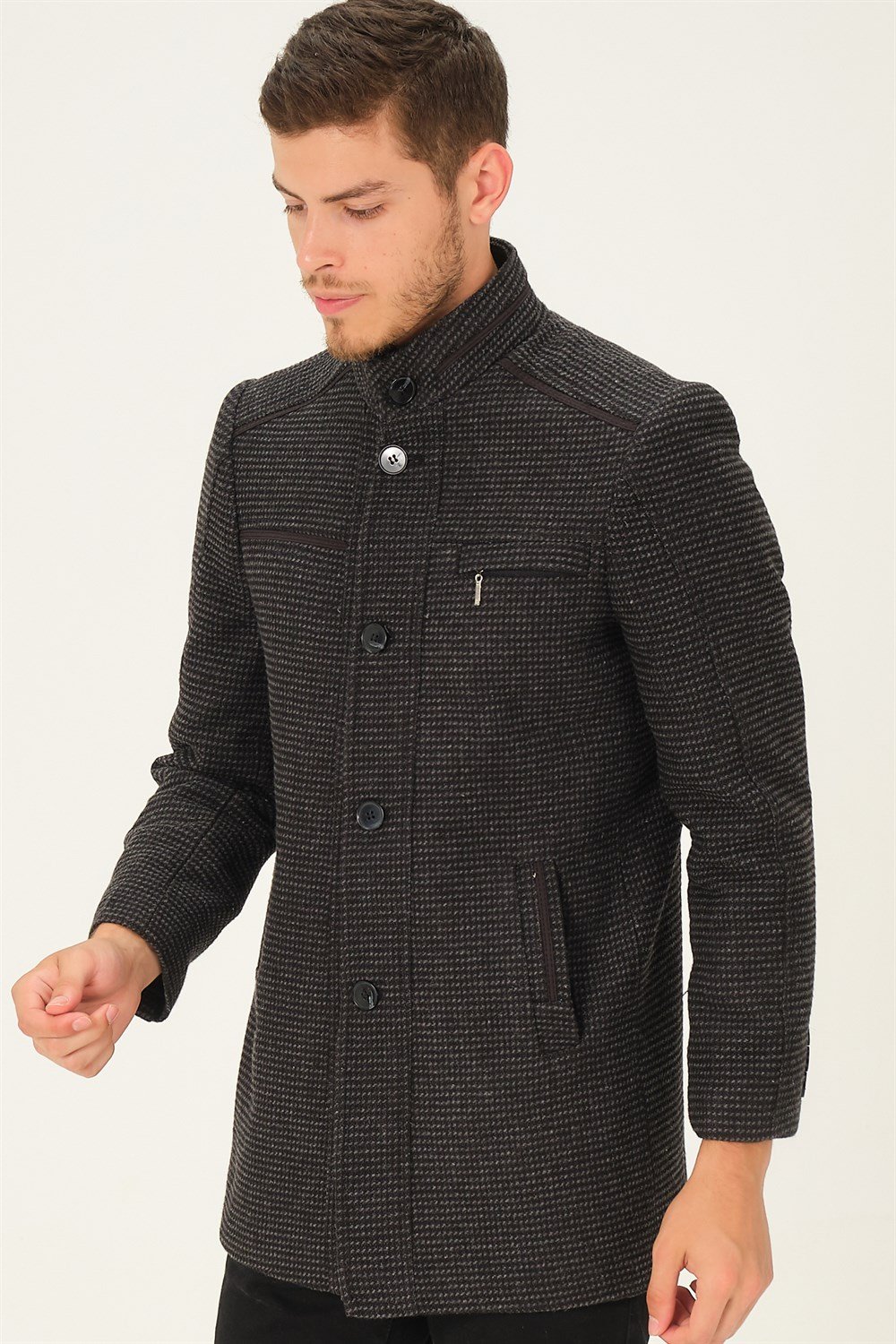 PLT8369 DEWBERRY PALTO-SİYAH-ANTRASİT