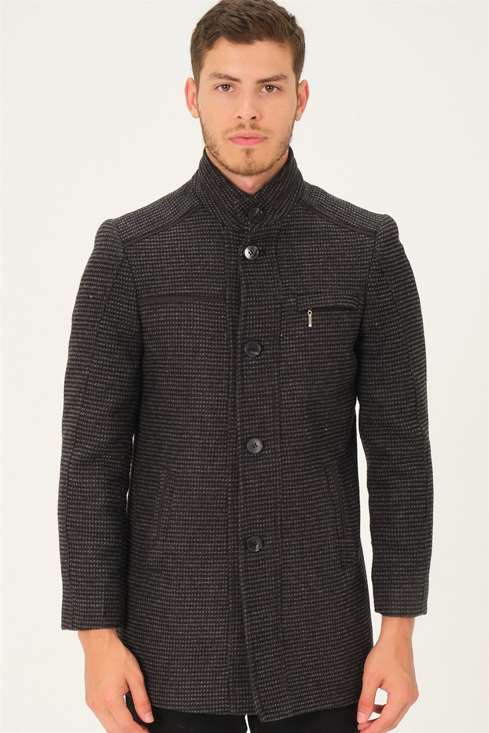 PLT8369 DEWBERRY PALTO-SİYAH-ANTRASİT