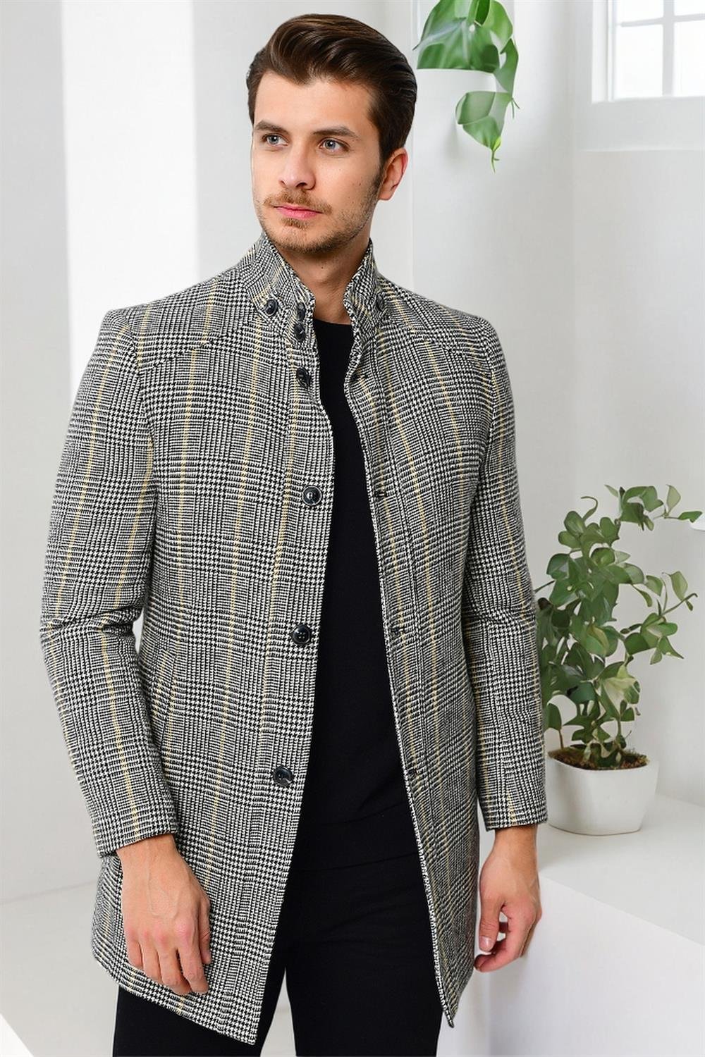 PLT8370 DEWBERRY ERKEK PALTO-EKOSE GRİ