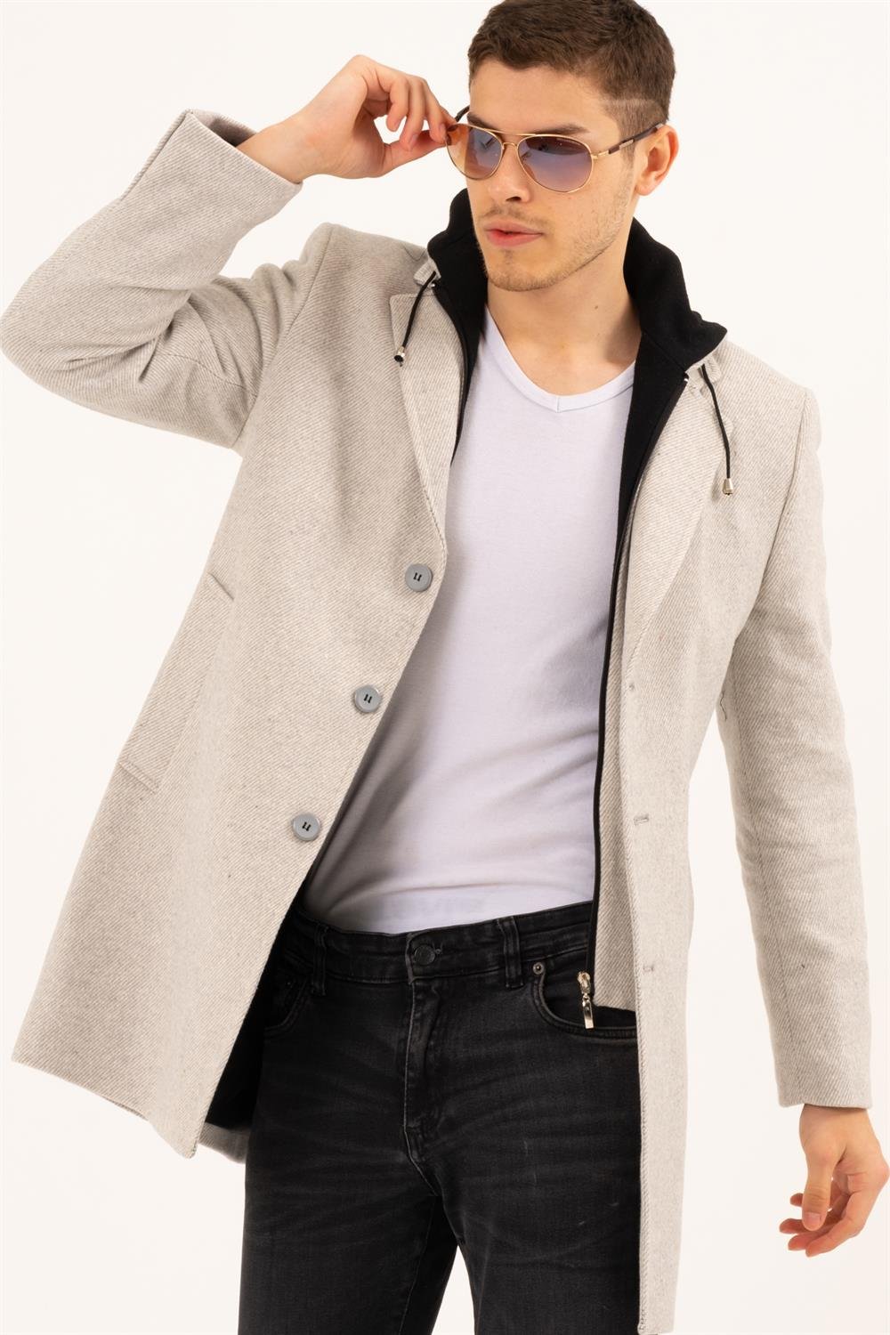 PLT8376 DEWBERRY ERKEK PALTO-DESENLİ BEJ