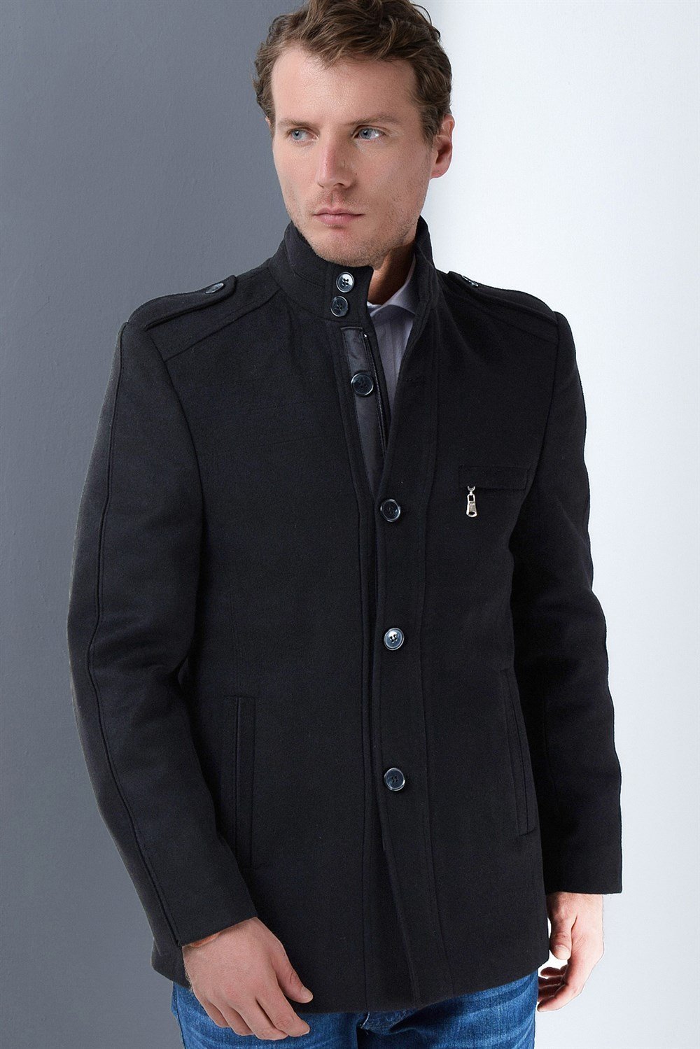 PLT8378 DEWBERRY ERKEK PALTO-SİYAH