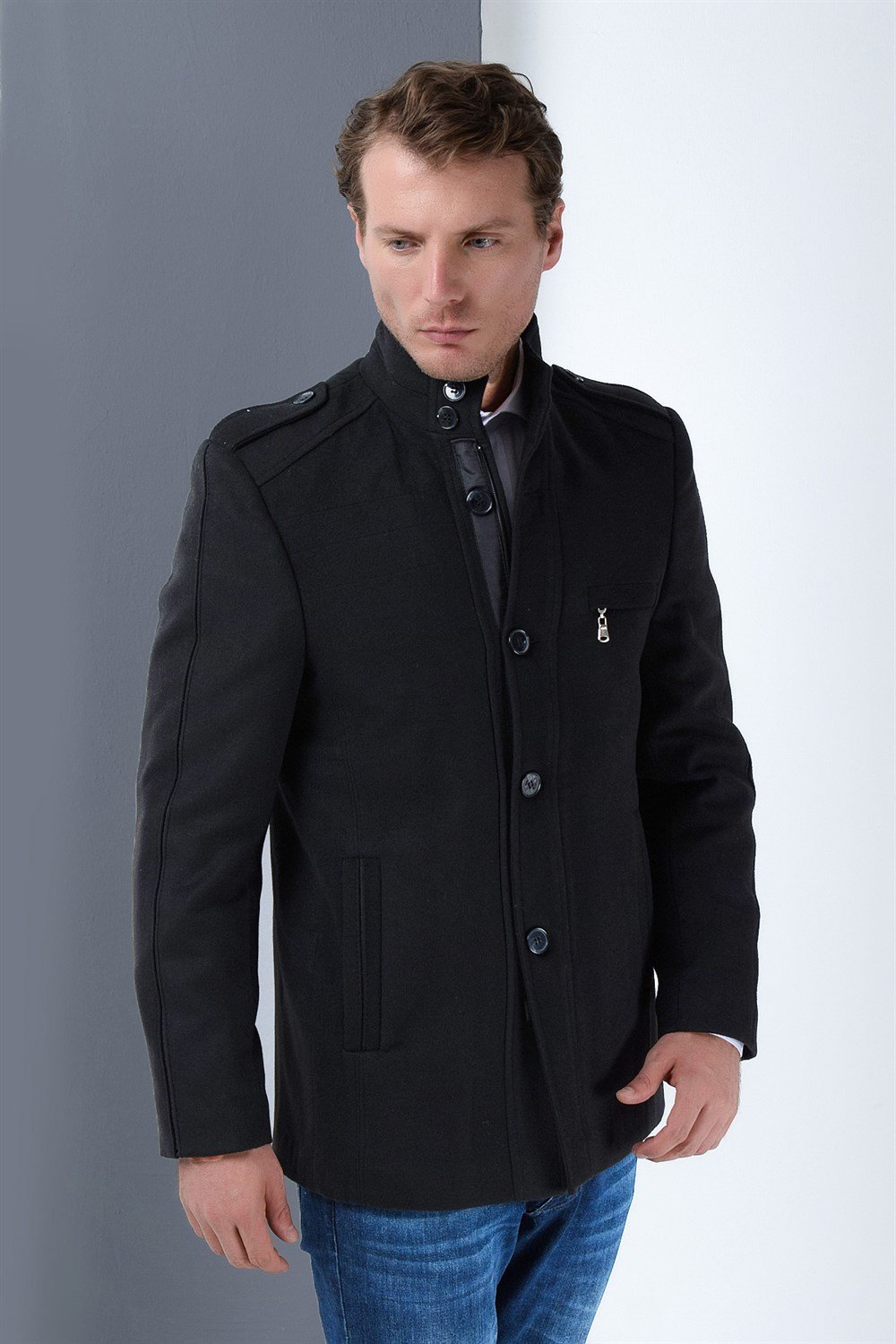 PLT8378 DEWBERRY ERKEK PALTO-SİYAH