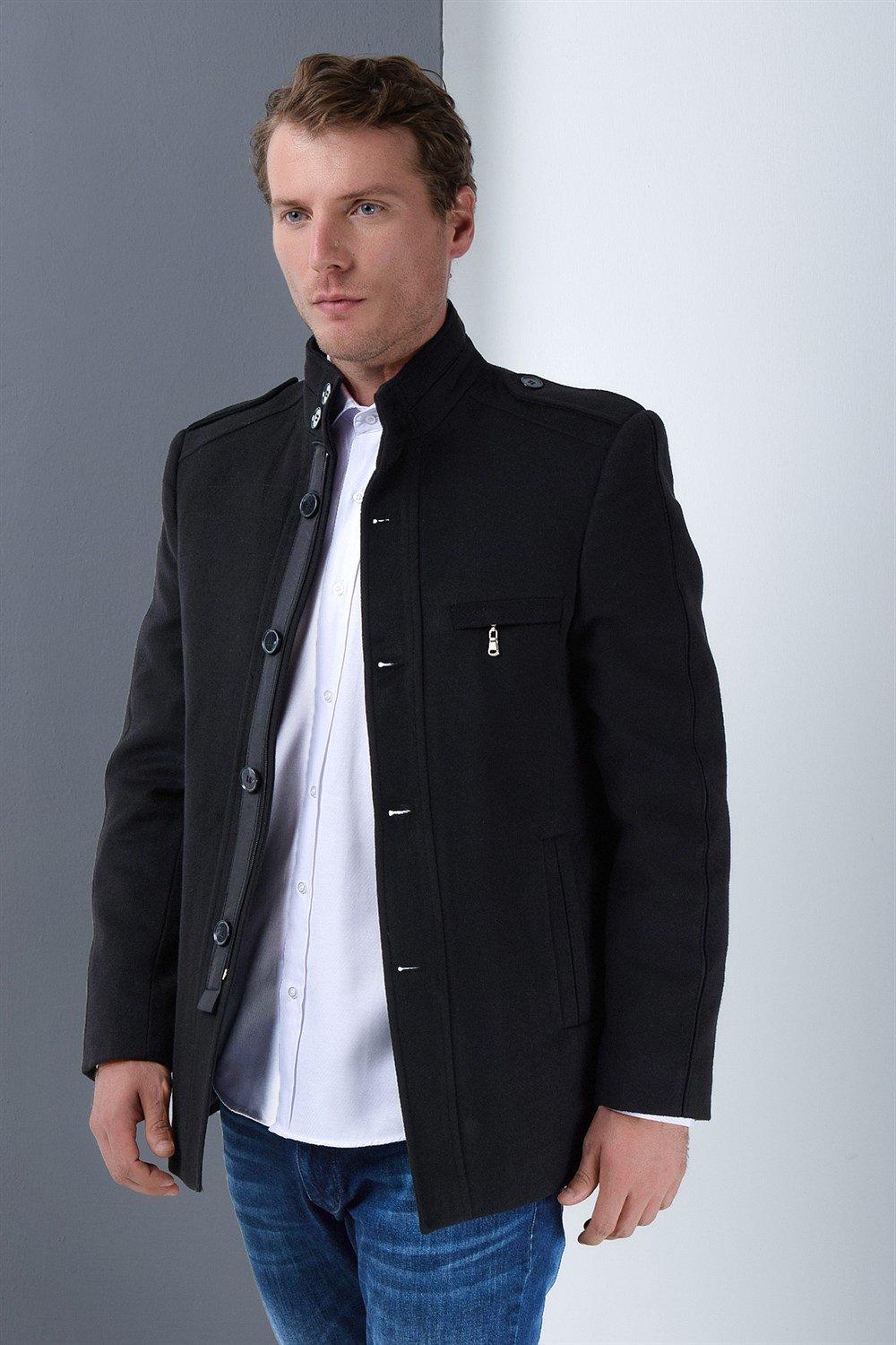 PLT8378 DEWBERRY ERKEK PALTO-SİYAH