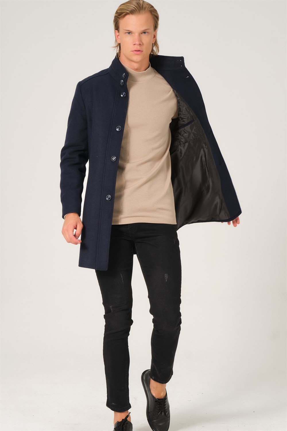 PLT8386 DEWBERRY ERKEK PALTO-LACİVERT