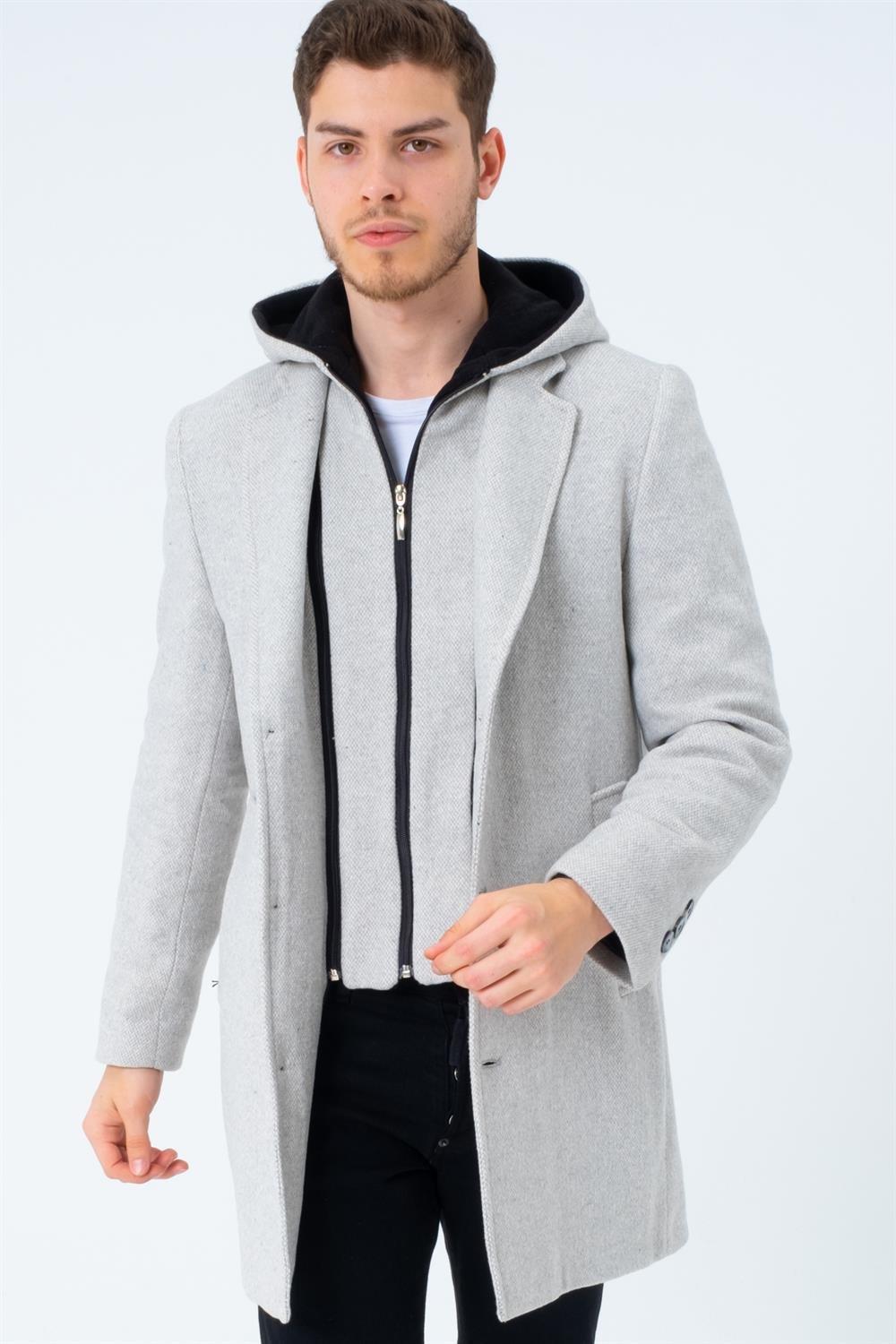 PLT8395 DEWBERRY BATTAL PALTO-DESENLİ BEJ