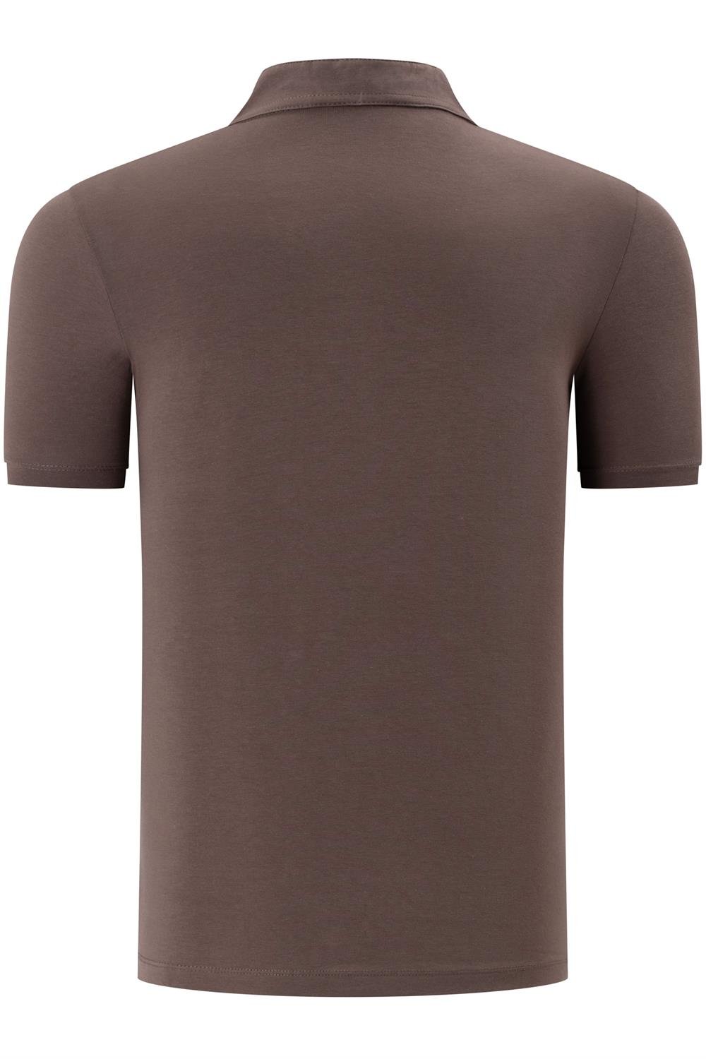 T8560 DEWBERRY T-SHIRT-DÜZ KAHVE
