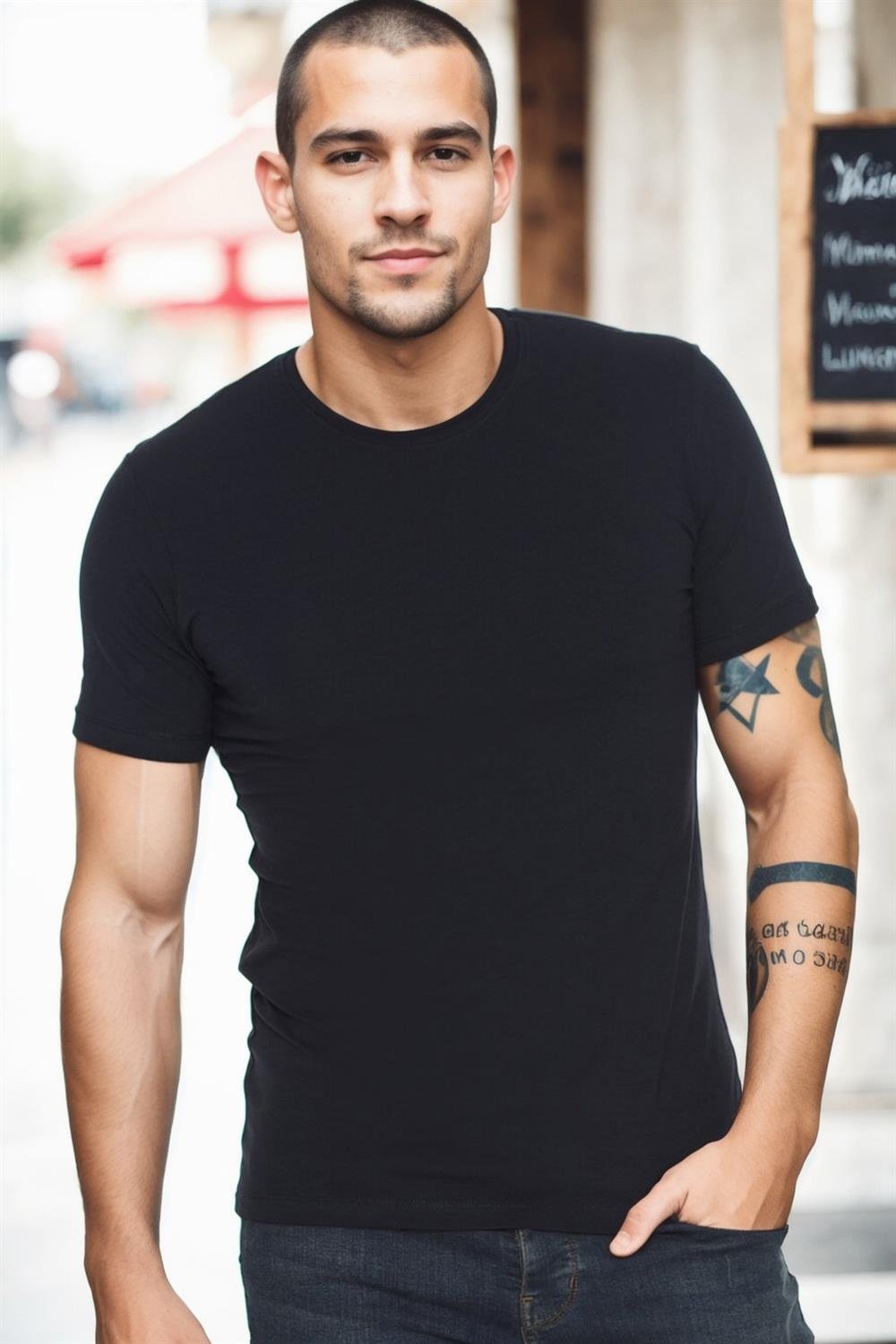 T8569 DEWBERRY BİSİKLET YAKA ERKEK T-SHIRT-LACİVERT-2