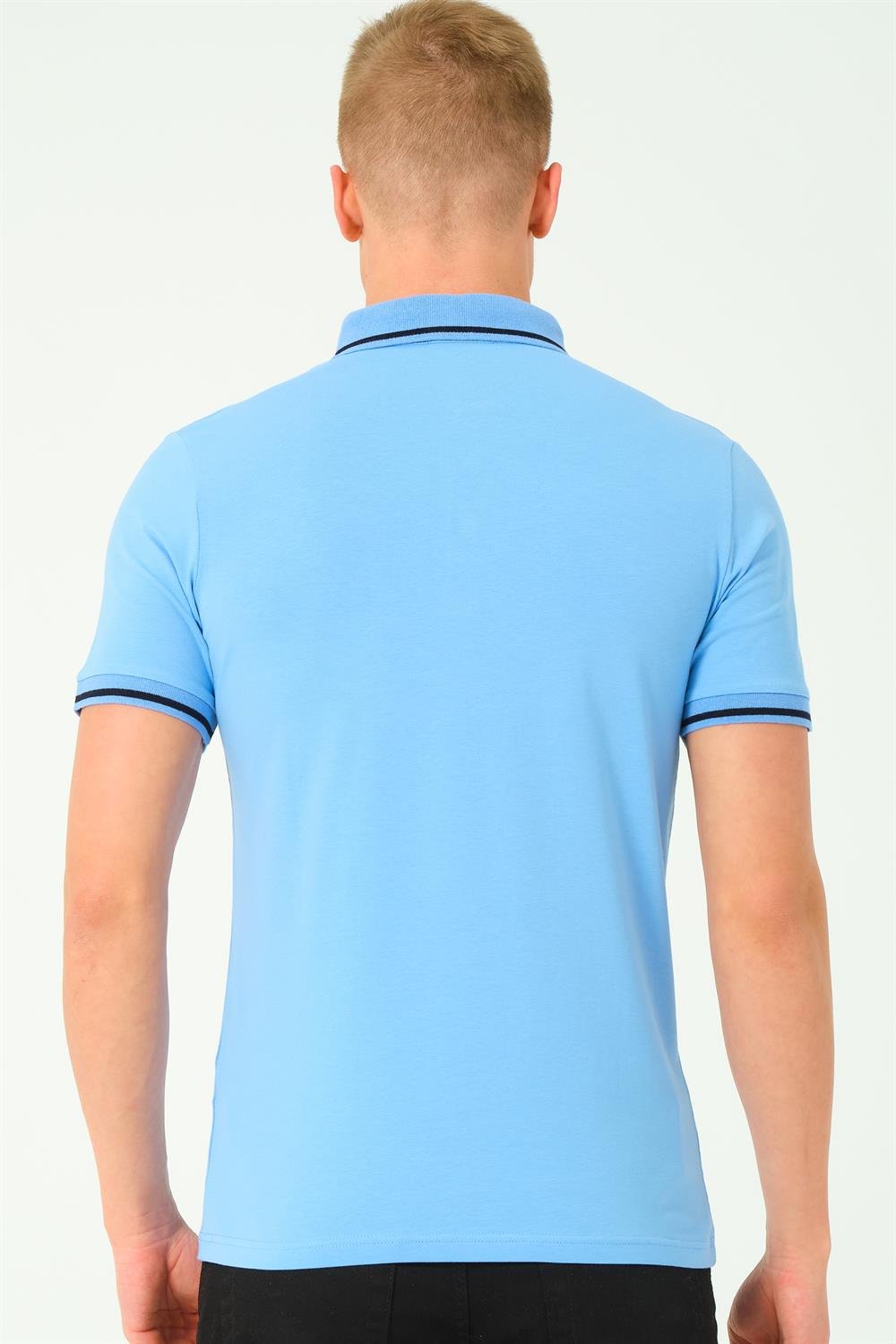 T8586 DEWBERRY ERKEK POLO YAKA T-SHIRT-AÇIK MAVİ-2