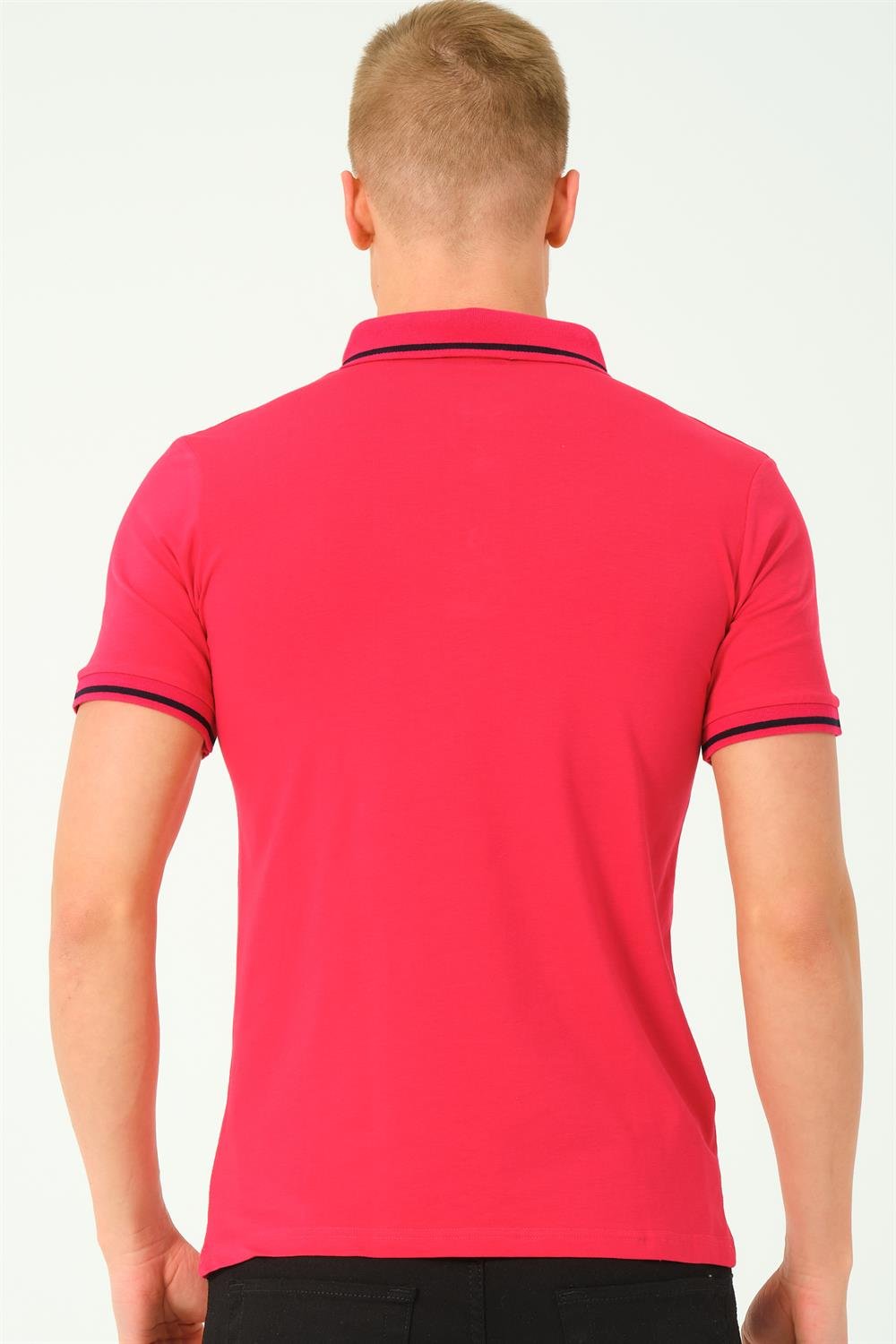 T8586 DEWBERRY ERKEK POLO YAKA T-SHIRT-FUŞYA-2