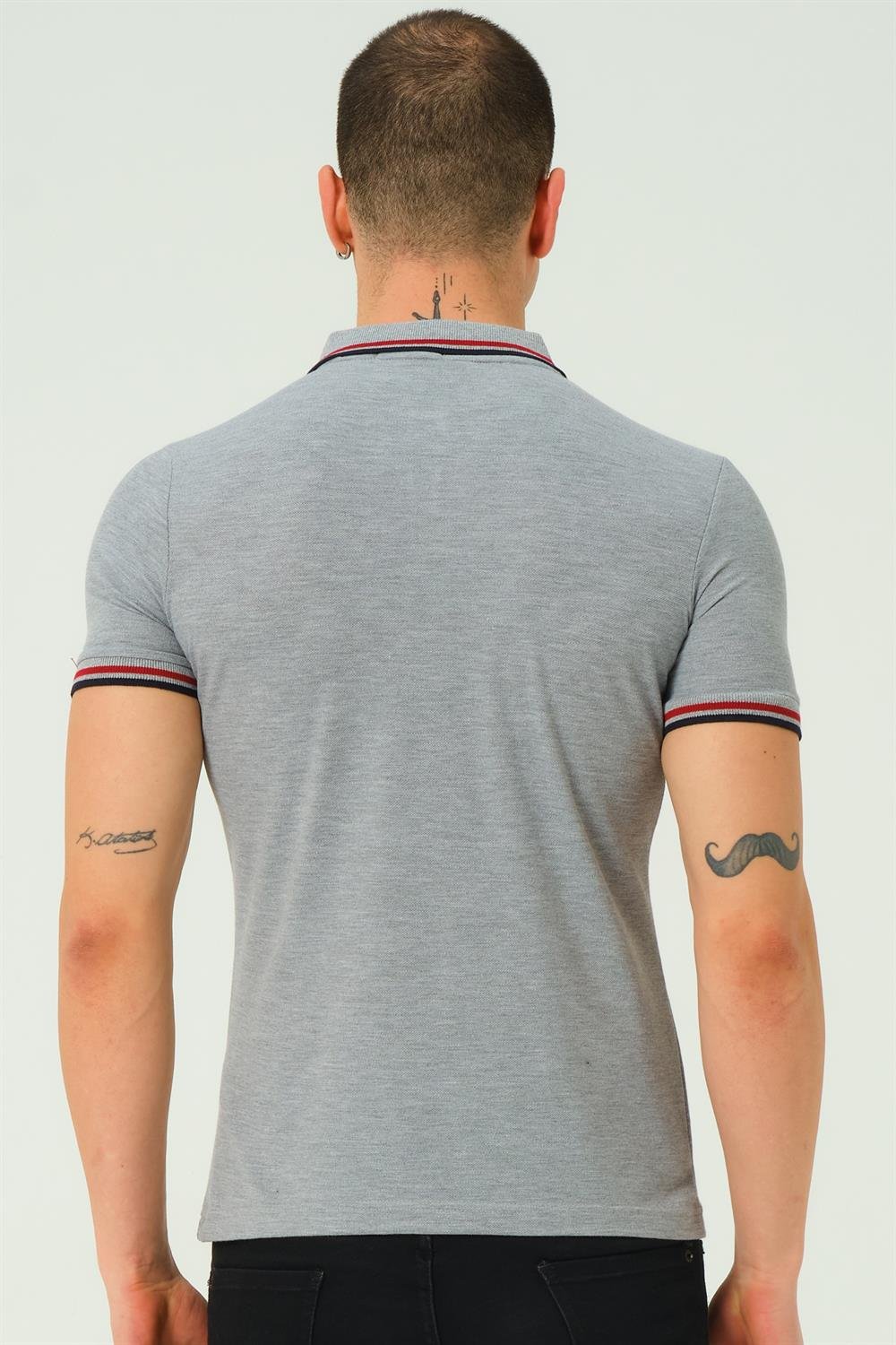 T8594 DEWBERRY ERKEK T-SHIRT-DÜZ GRİ