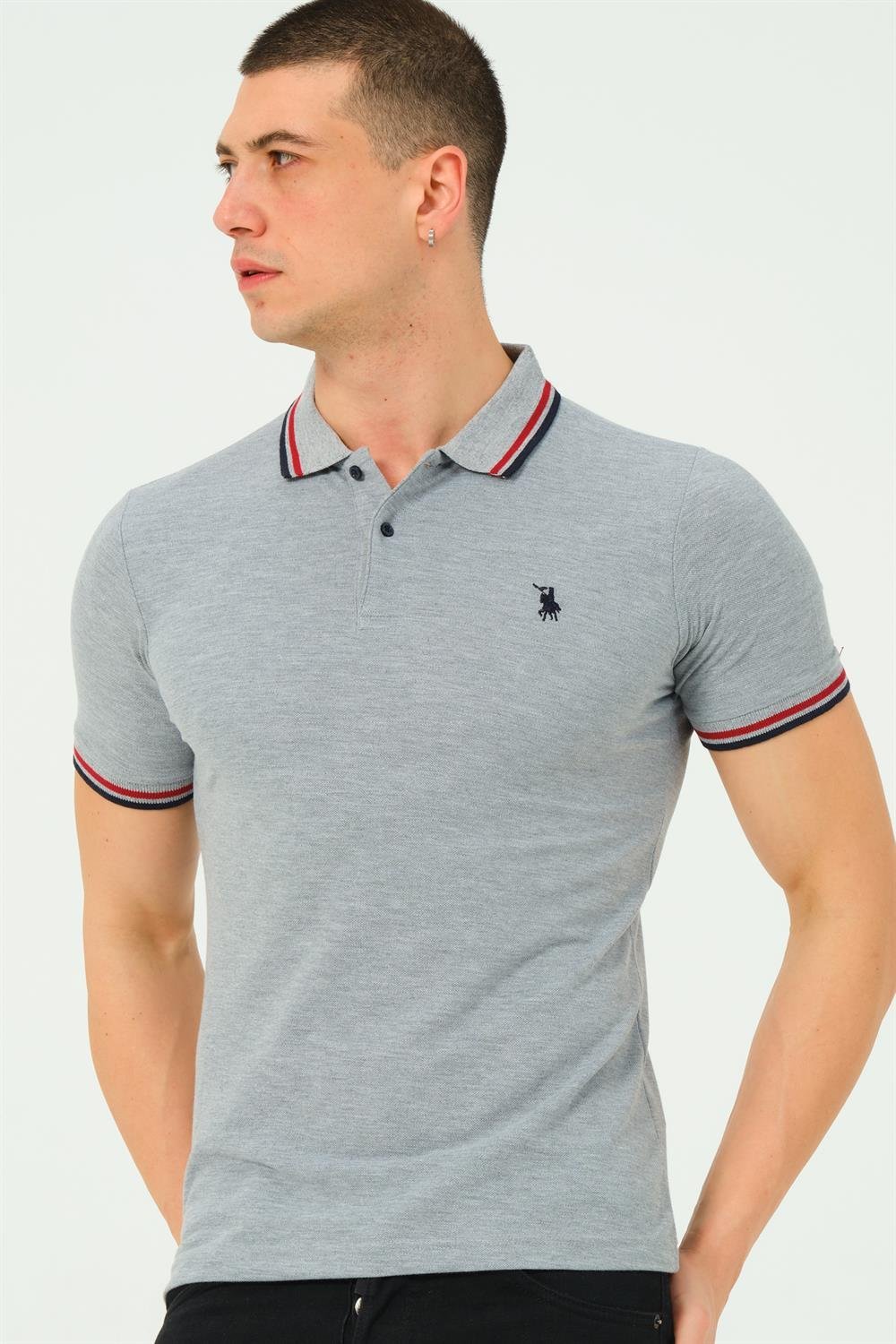 T8594 DEWBERRY ERKEK T-SHIRT-DÜZ GRİ