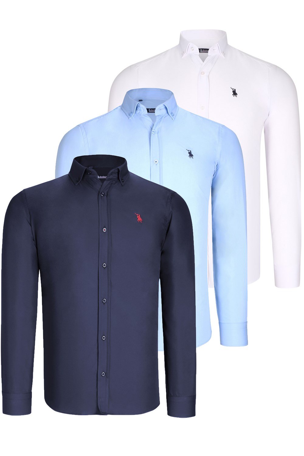 ÜÇLÜ SET G725 DEWBERRY ERKEK GÖMLEK-BEYAZ-LACİVERT-MAVİ