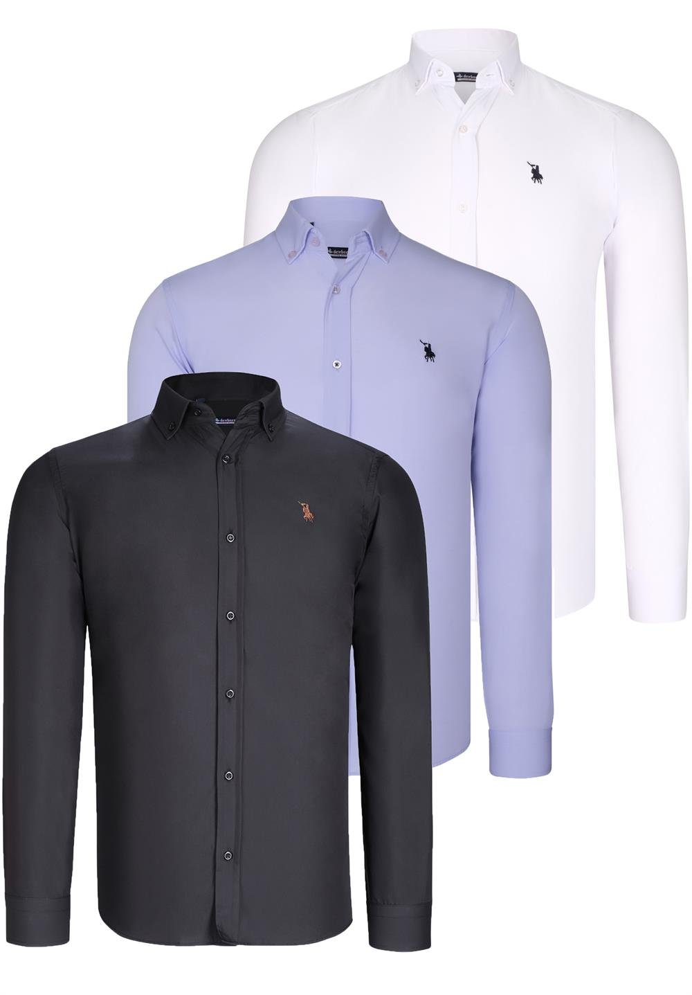 ÜÇLÜ SET G725 DEWBERRY ERKEK GÖMLEK-SİYAH-BEYAZ-LİLA