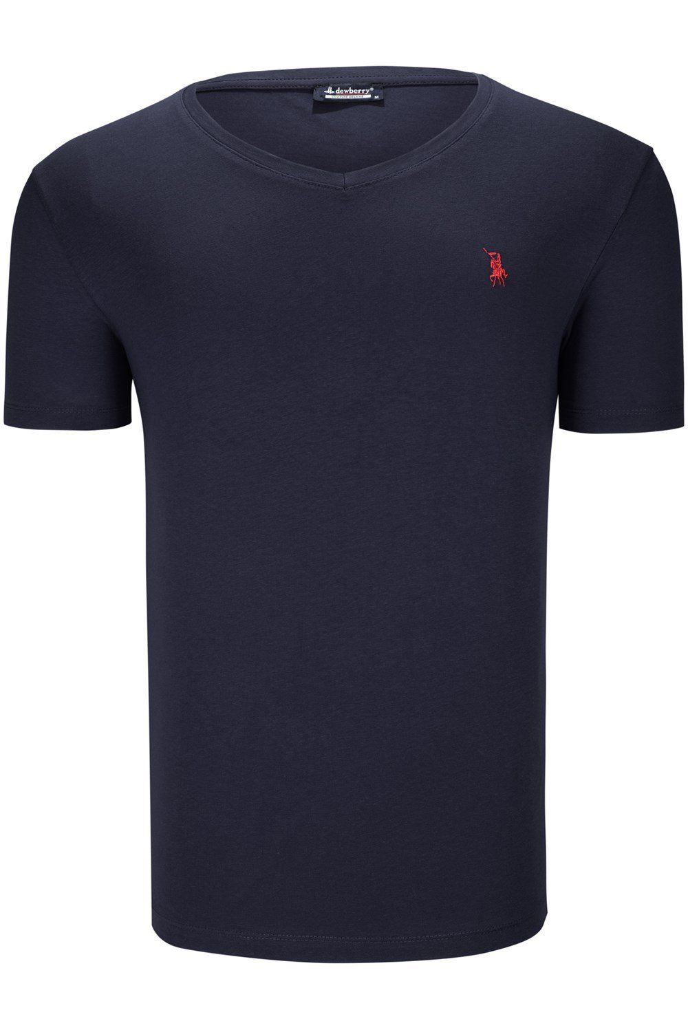 ÜÇLÜ SET T8568 DEWBERRY V YAKA ERKEK T-SHIRT-KOYU LACİVERT-KAR BEYAZ-AÇIK BORDO