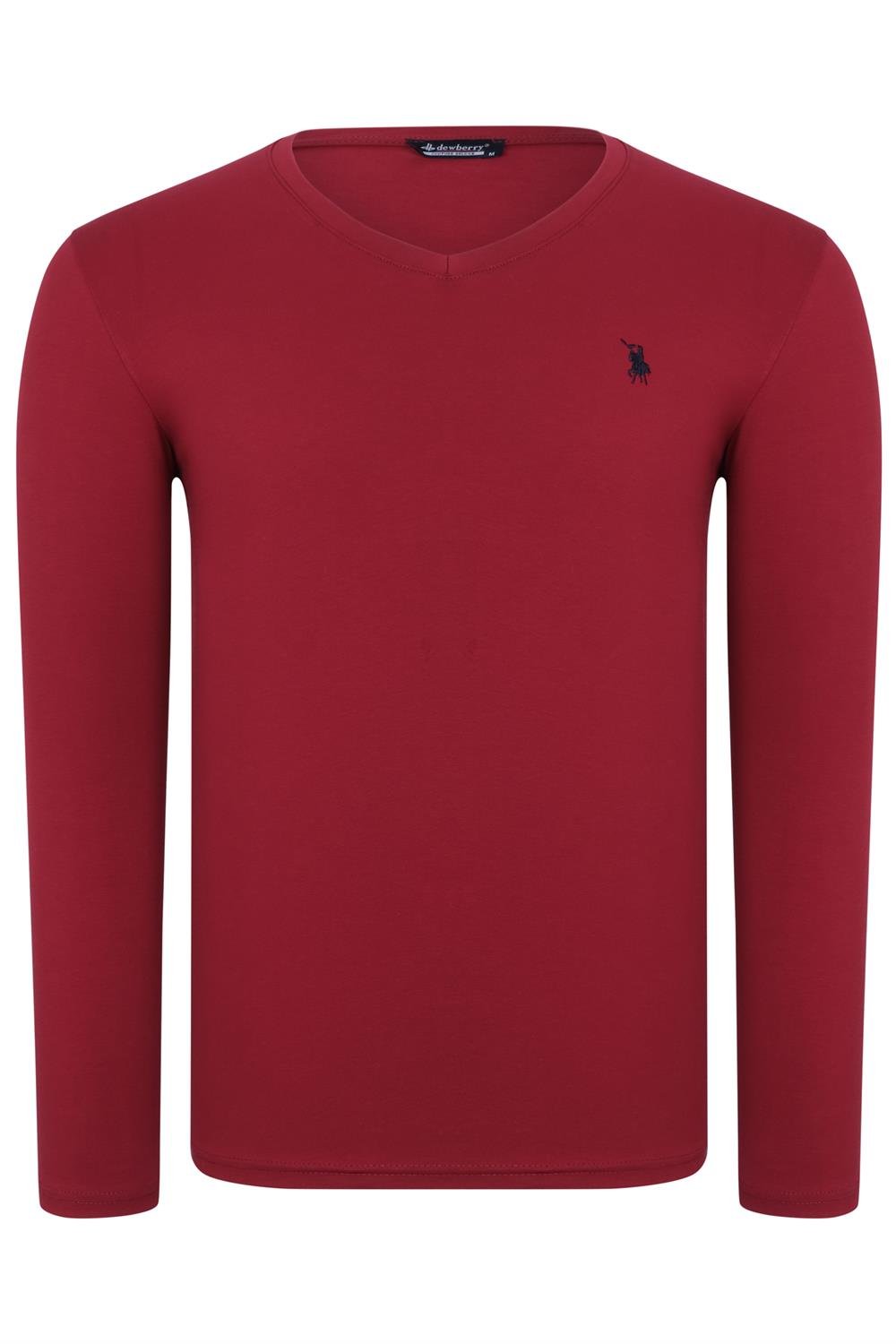 ÜÇLÜ SET T8587 DEWBERRY V YAKA ERKEK SWEATSHIRT-SİYAH-LACİVERT-BORDO