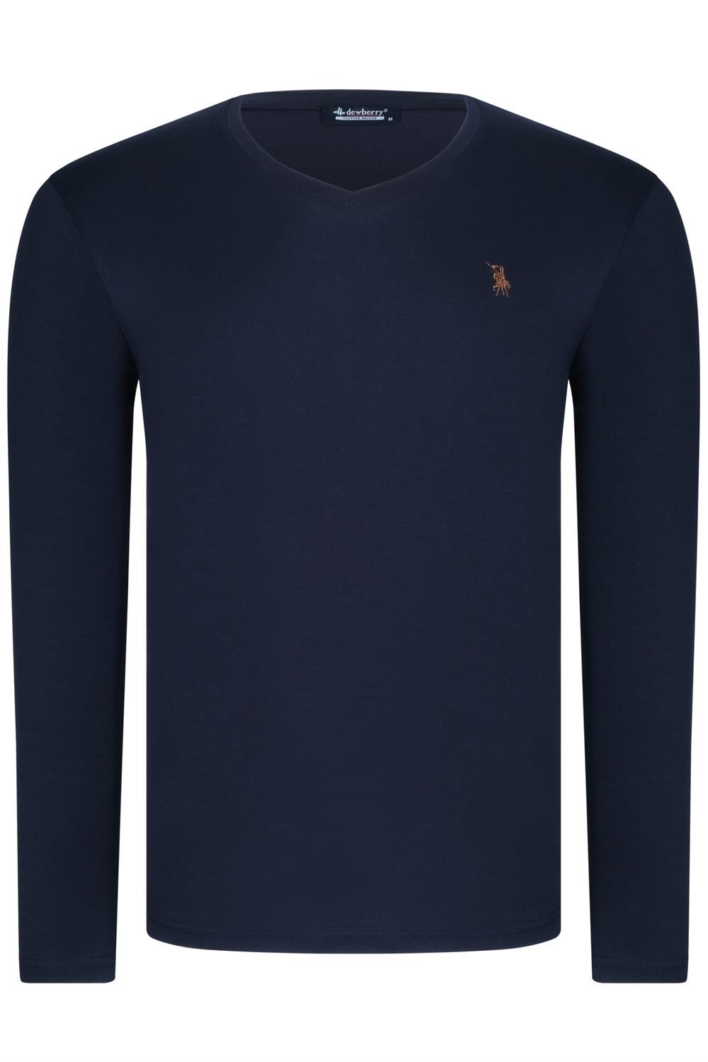 ÜÇLÜ SET T8587 DEWBERRY V YAKA ERKEK SWEATSHIRT-SİYAH-LACİVERT-BORDO