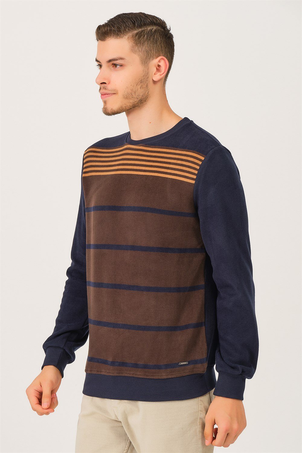V3201 DEWBERRY DIO RISE ERKEK SWEATSHIRT-LACİVERT- KAHVE