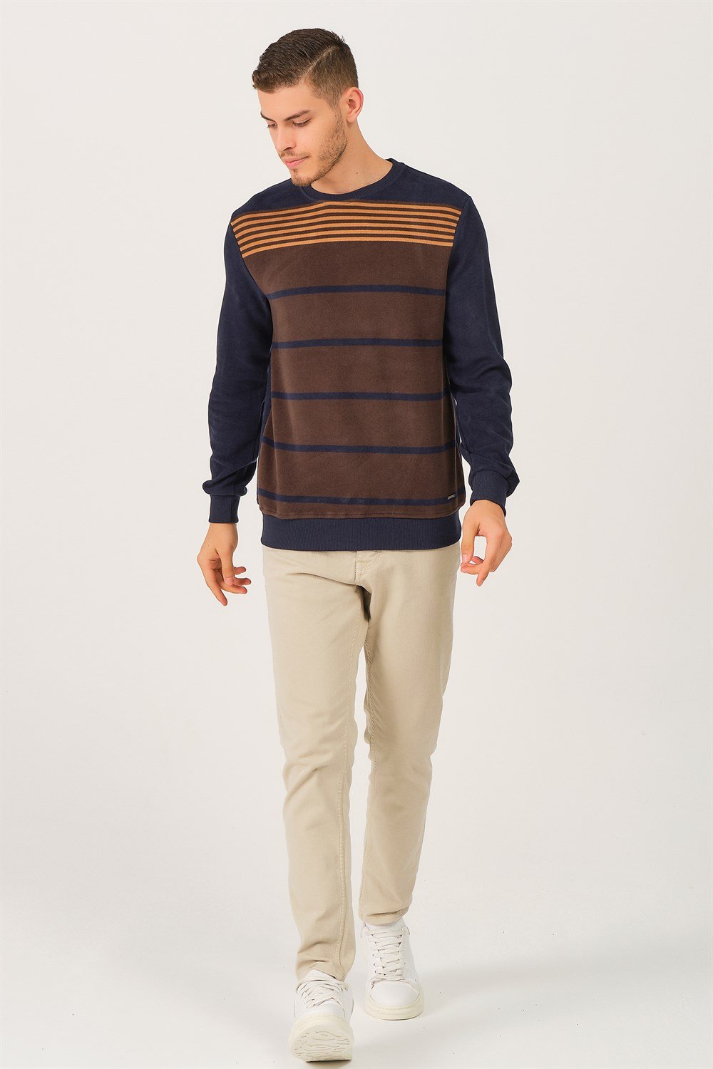 V3201 DEWBERRY DIO RISE ERKEK SWEATSHIRT-LACİVERT- KAHVE