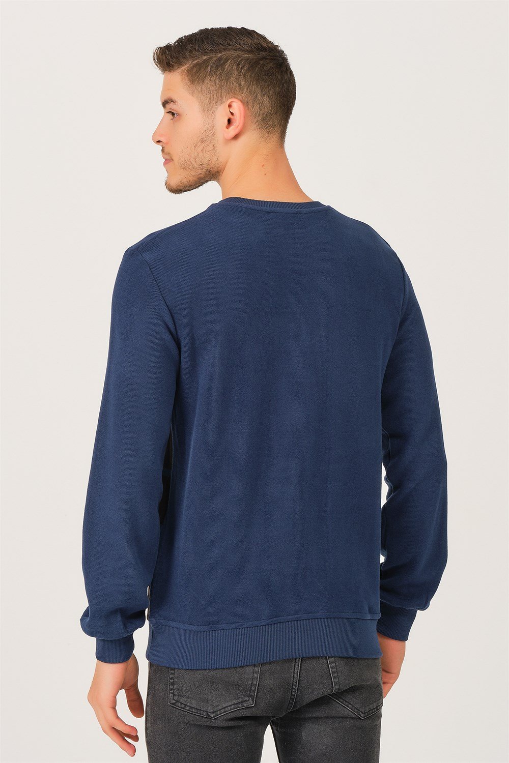 V3201 DEWBERRY DIO RISE ERKEK SWEATSHIRT-MAVİ-SİYAH