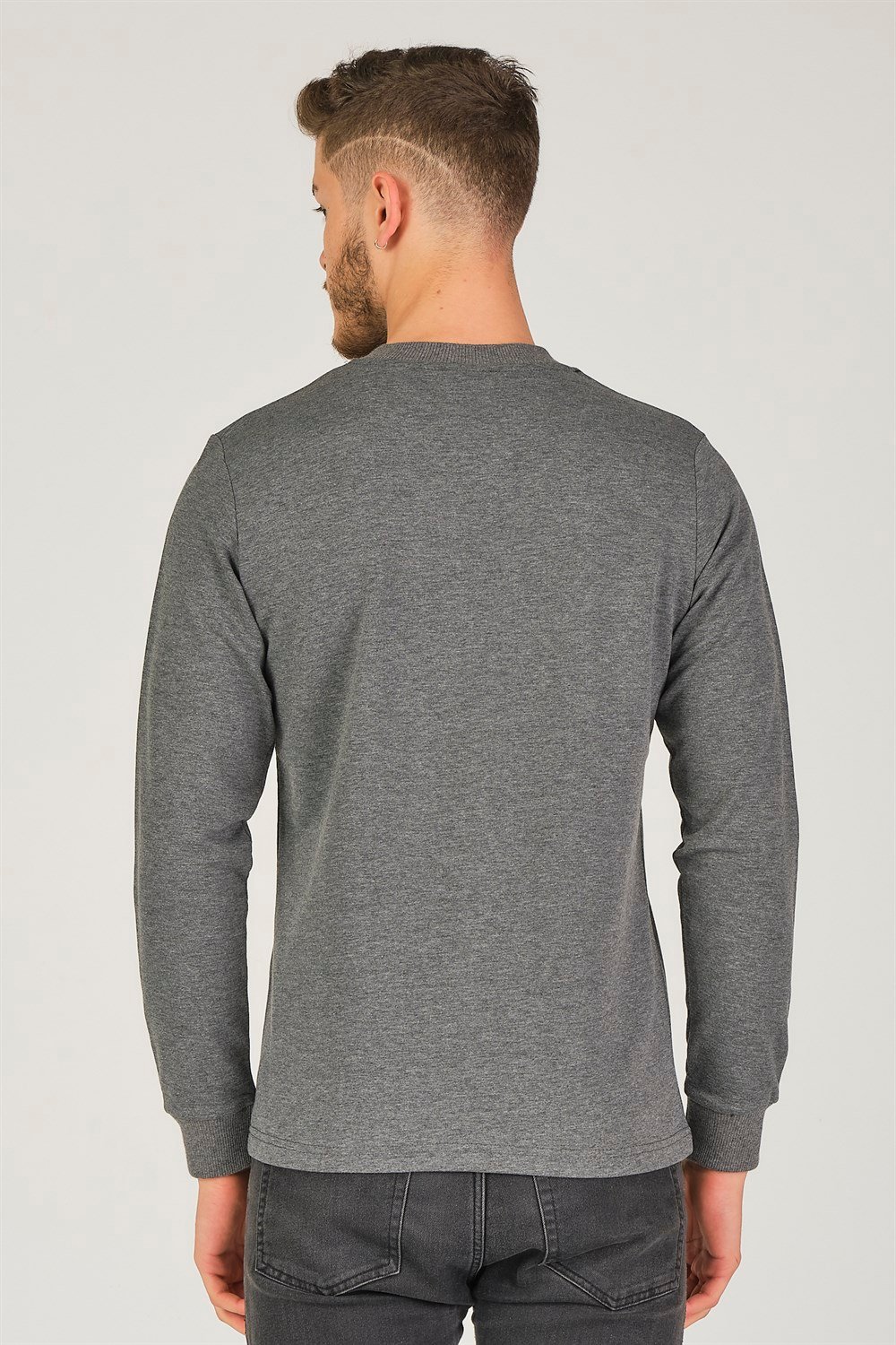V4002 DEWBERRY V YAKA ERKEK SWEATSHIRT-ANTRASİT