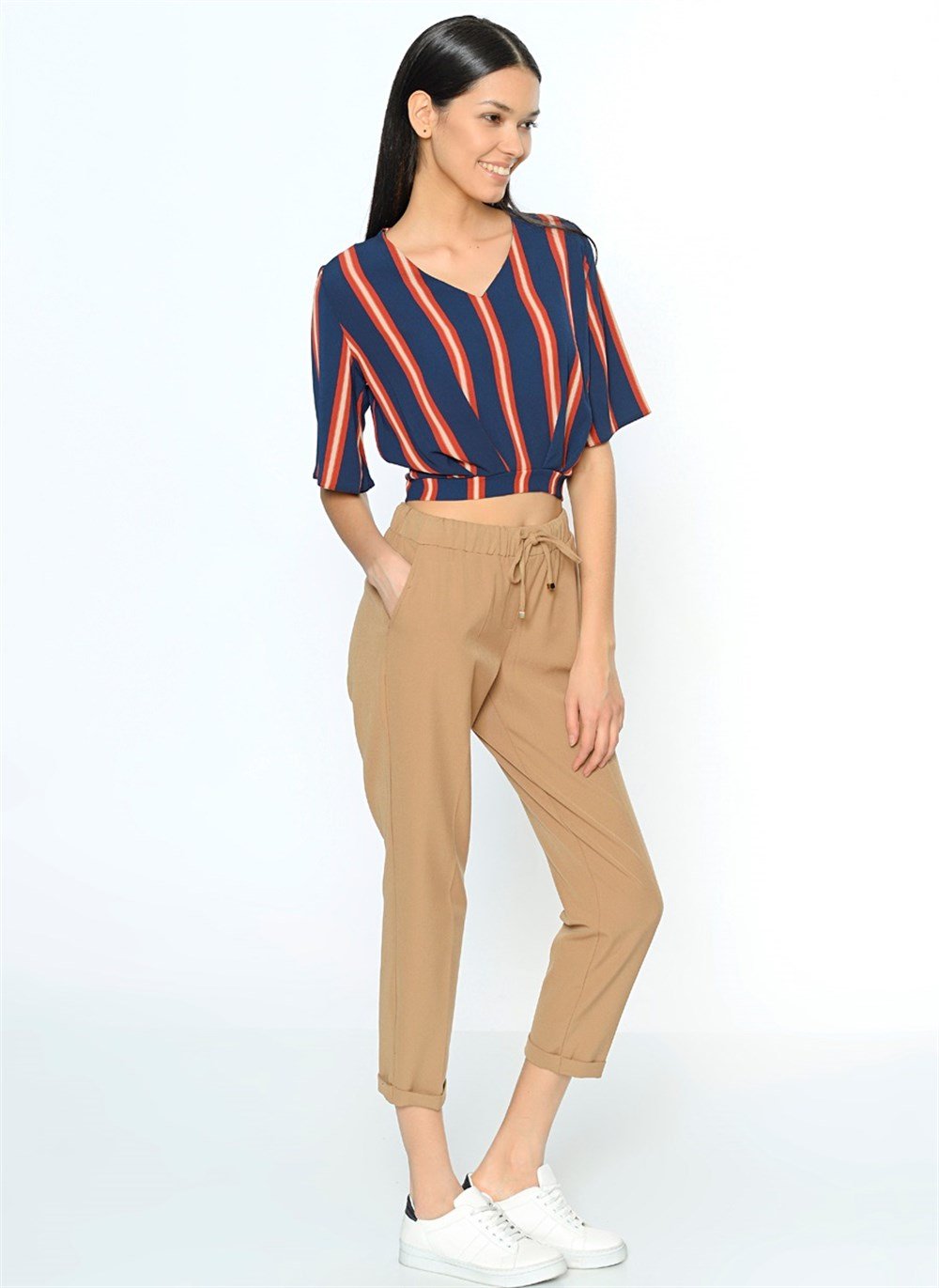 Z6208 DEWBERRY BAYAN BLUZ-LACİVERT