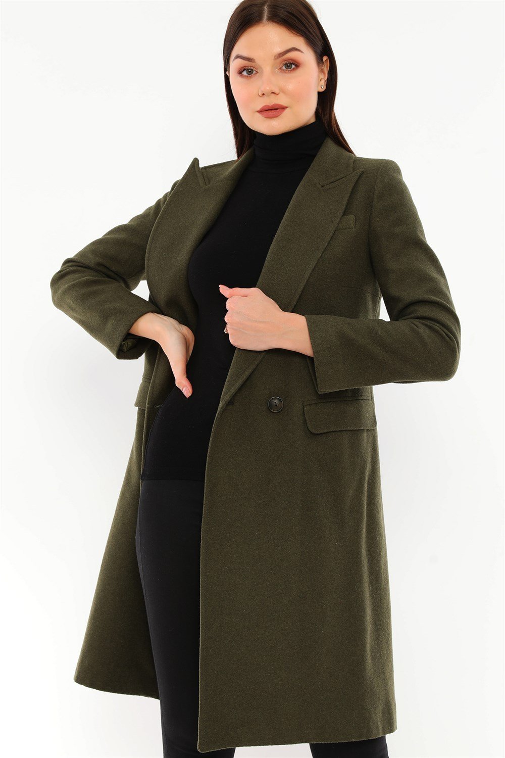 Z6672 DEWBERRY BAYAN PALTO-HAKİ