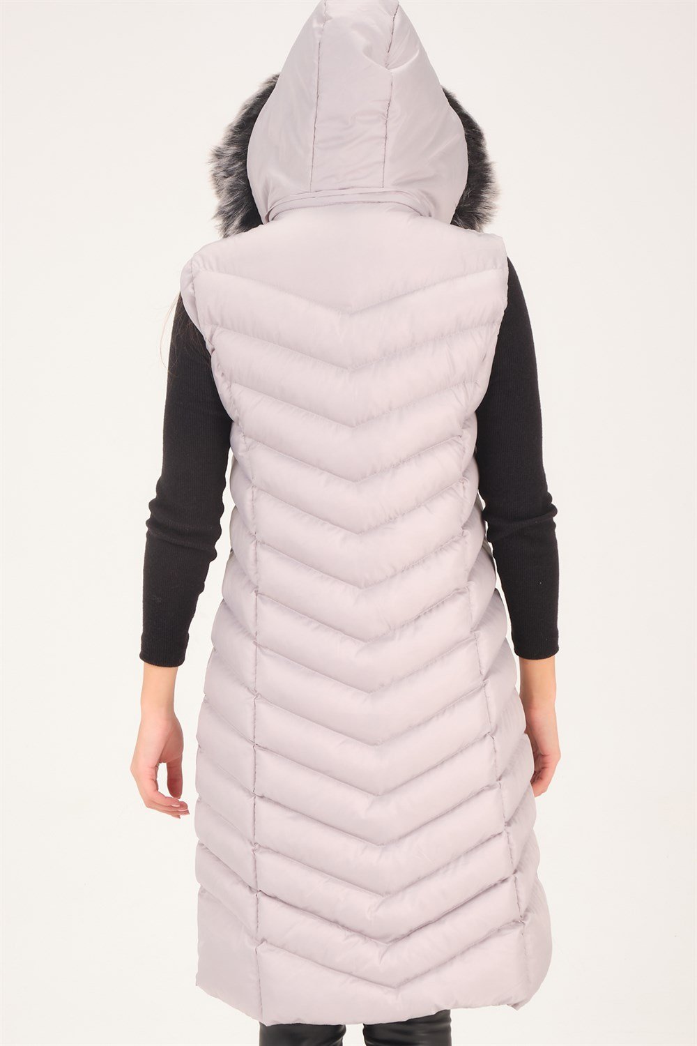 Z6684 DEWBERRY BAYAN YELEK-DÜZ GRİ