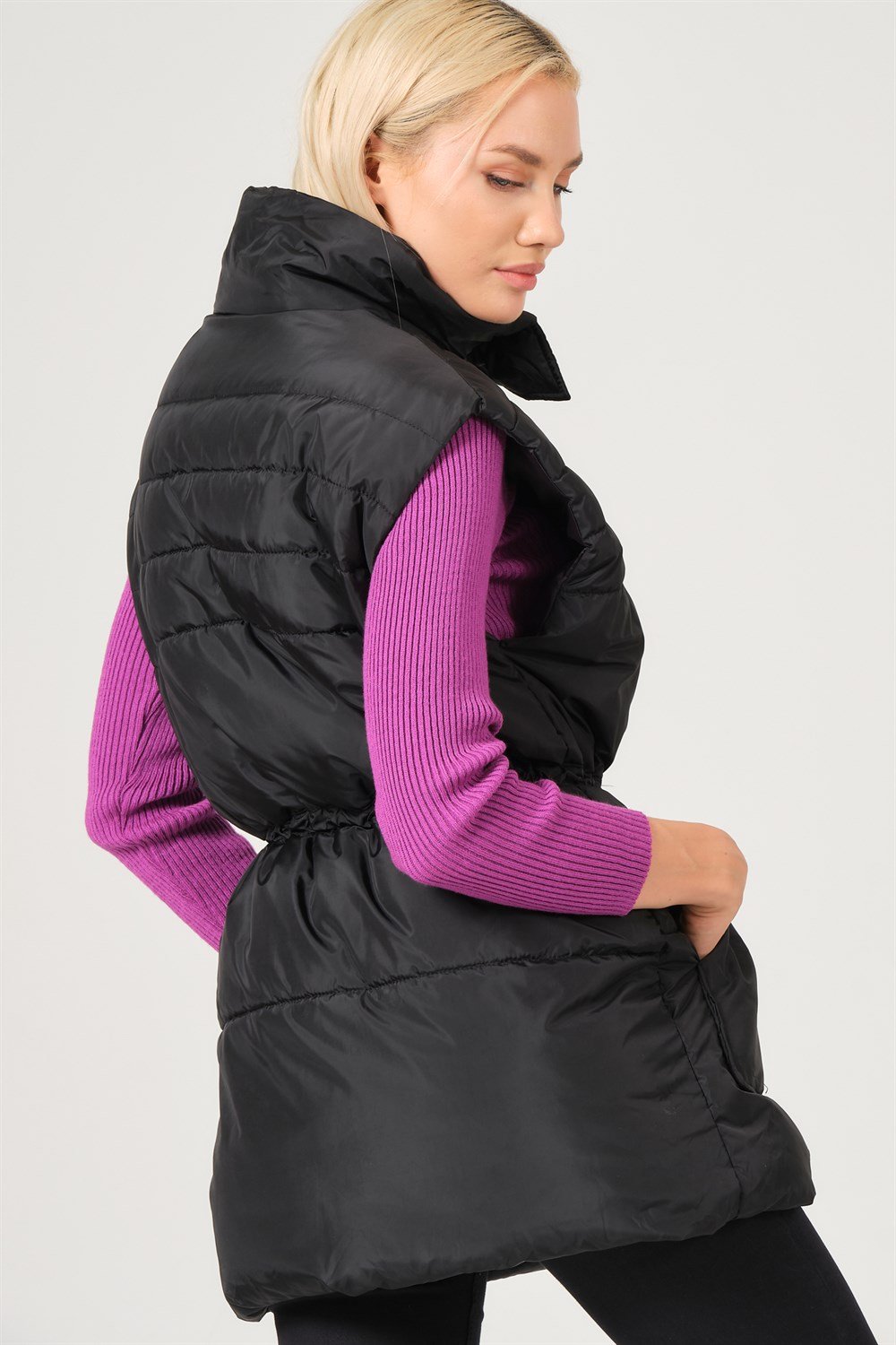 Z6747 DEWBERRY BAYAN YELEK-SİYAH