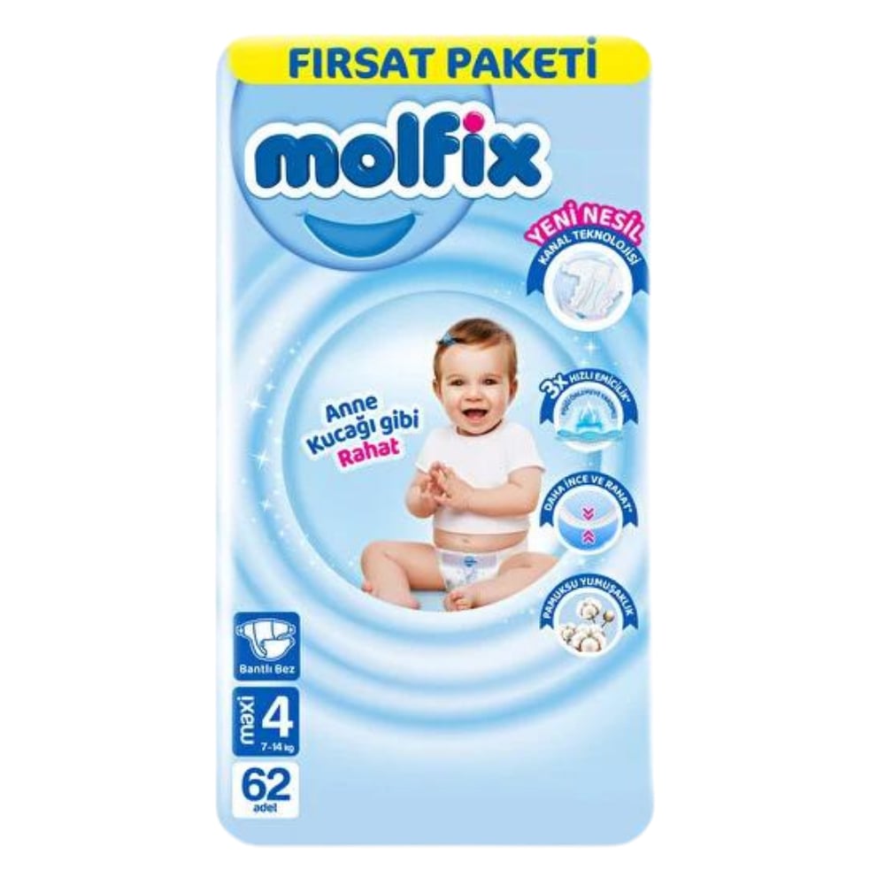MOLFİX FIRSAT PAKETİ 7-14 KG 62 Lİ MAXİ 4BEBEK BEZİMOLFİX50004393