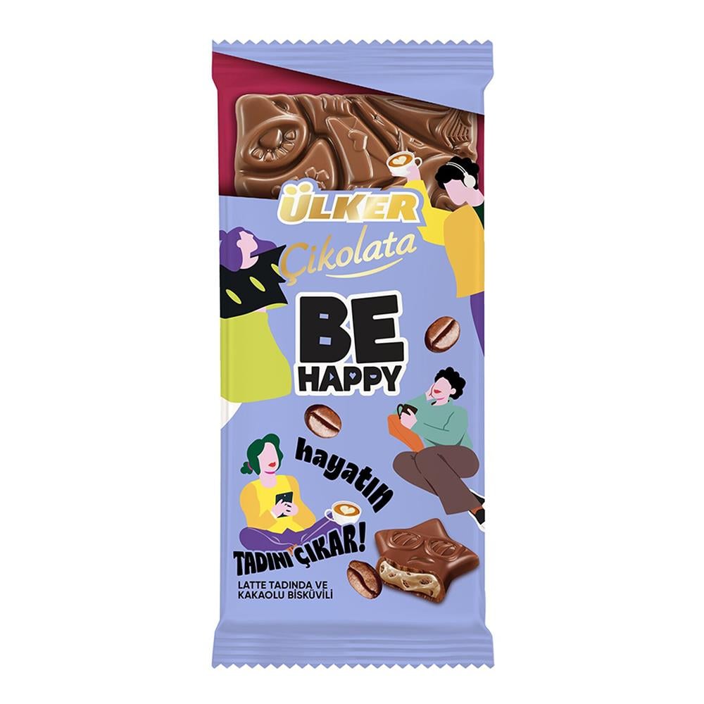 ÜLKER ÇİKOLATA BE HAPPY LATTE 90GRSÜTLÜ ÇİKOLATAÜLKER0026002
