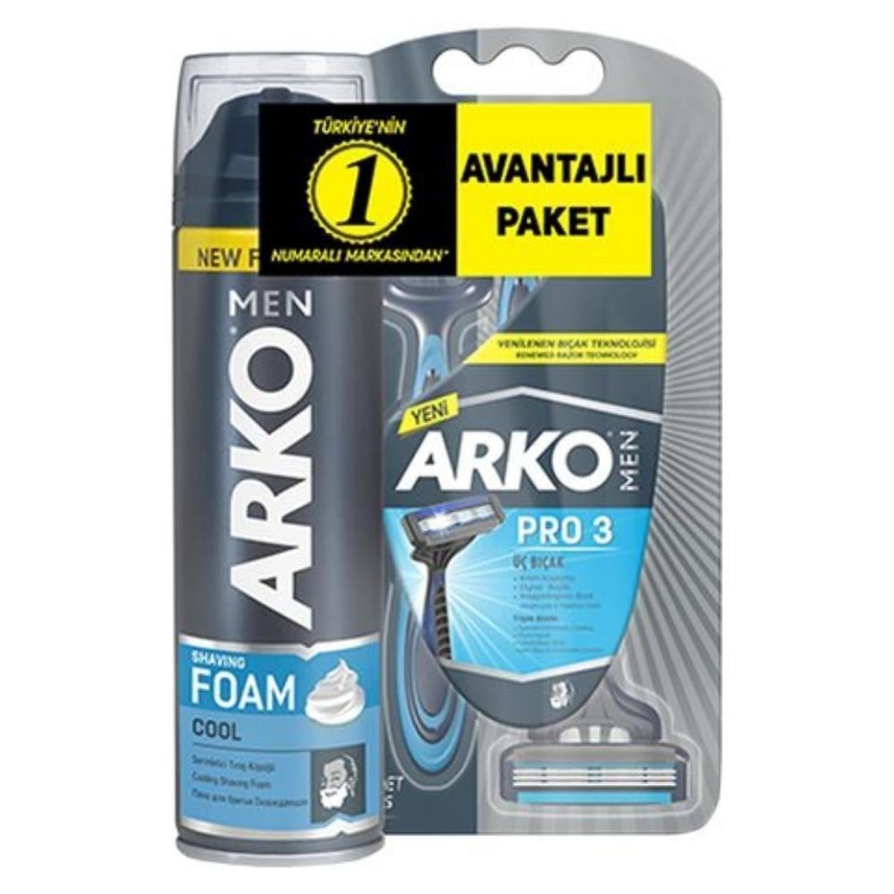ARKO MEN T3 ÜÇLÜ + COOL 200 ML KÖPÜKTRAŞ KÖPÜĞÜARKO509050