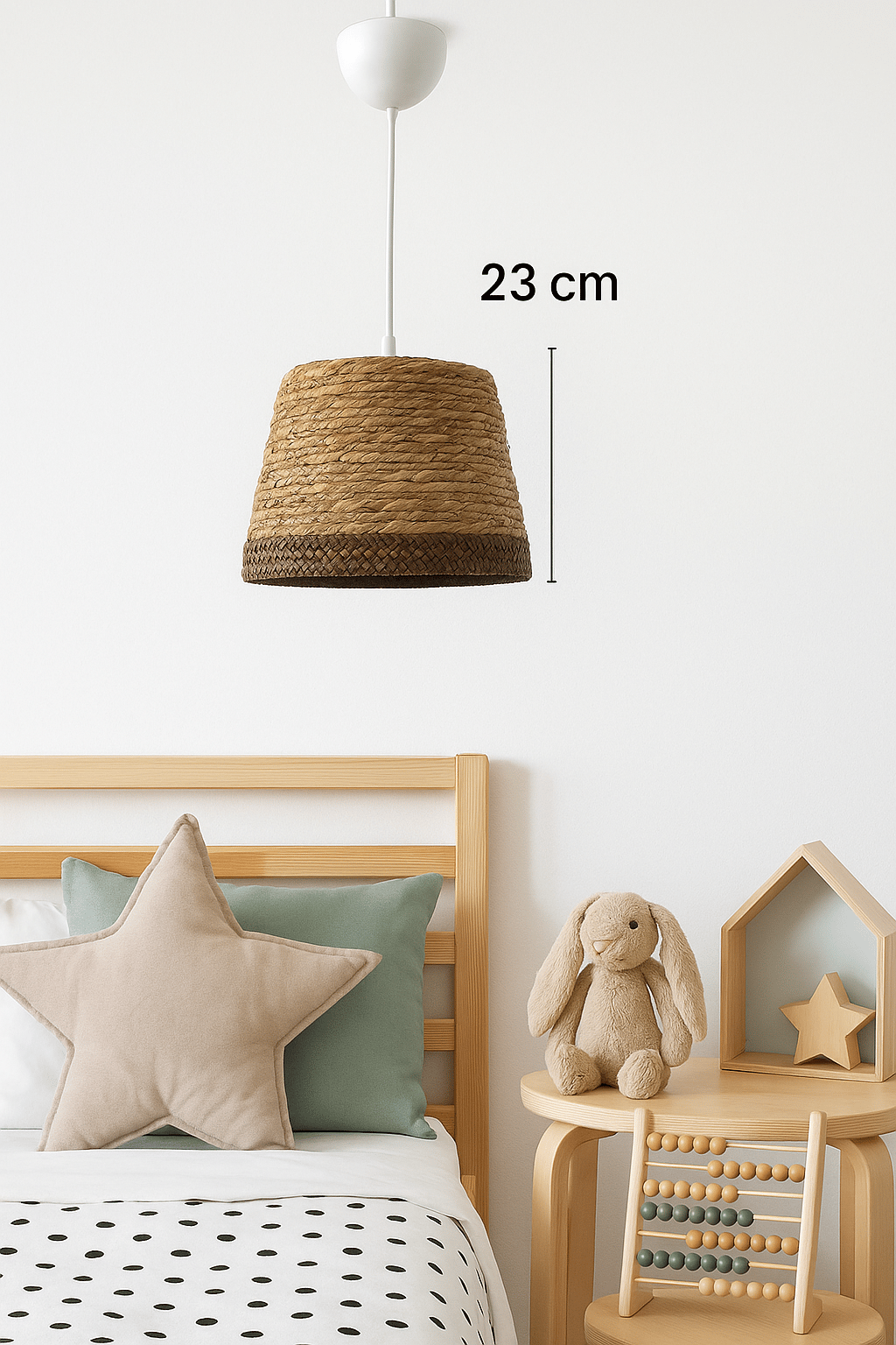 Jaju Baby 18x23 cm Büyük El Yapımı Hasır Avize S60 Çocuk/Bebek Odası Hasır Avize