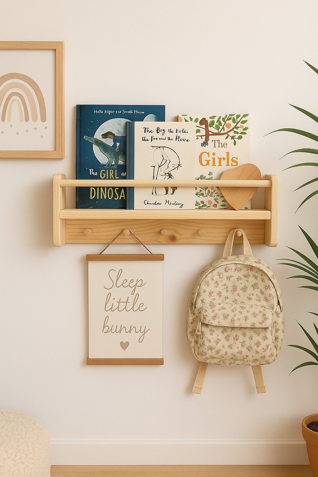 Jaju Baby 50 Cm Naturel Raf Askılık Montessori Çocuk Odası Aksesuar Dekorasyon