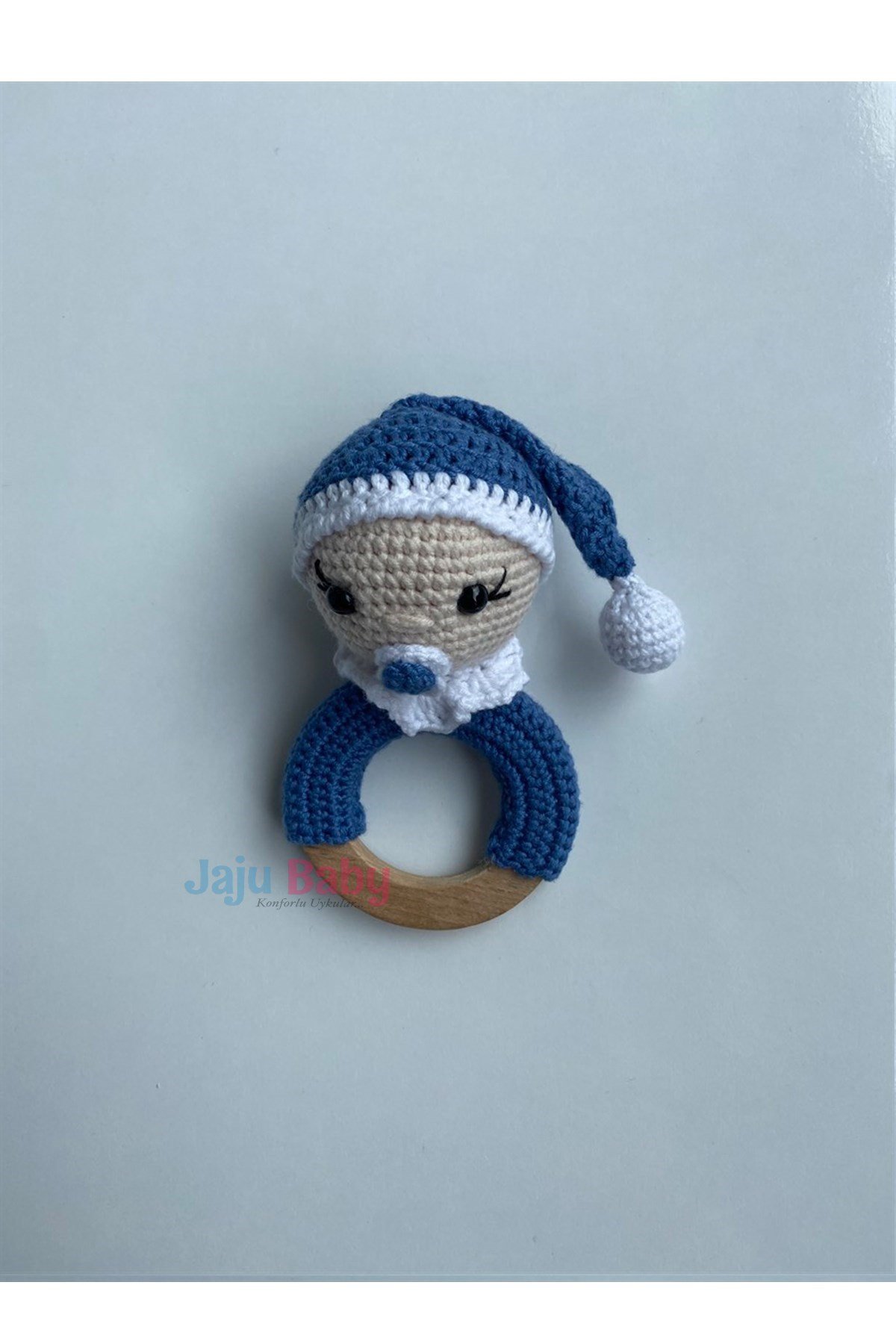 Jaju Baby Amigurumi Emzikli Bebek Diş Kaşıyıcılı Çıngırak 14 cm